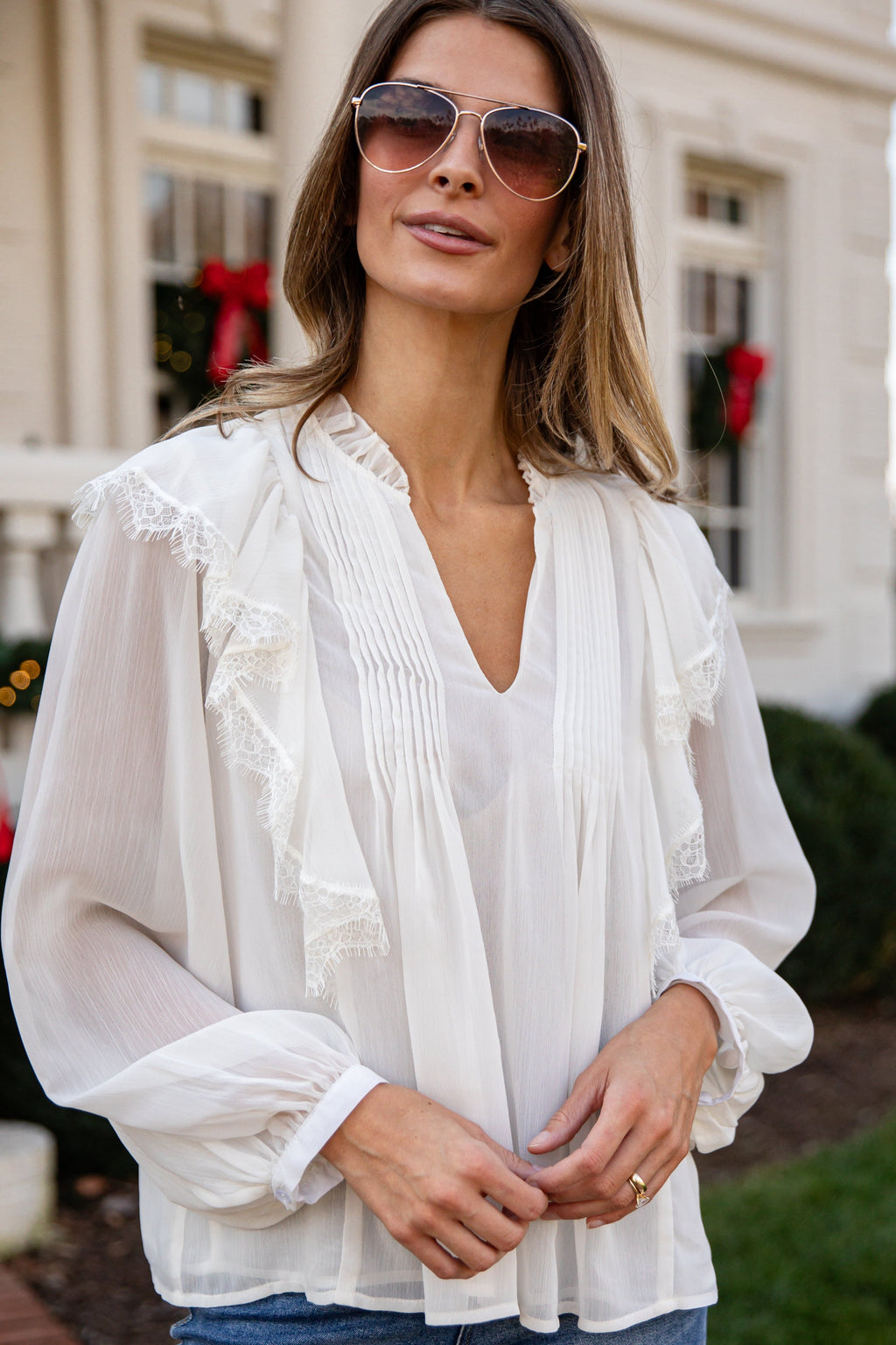 FINAL SALE - White Christmas Ivory Blouse