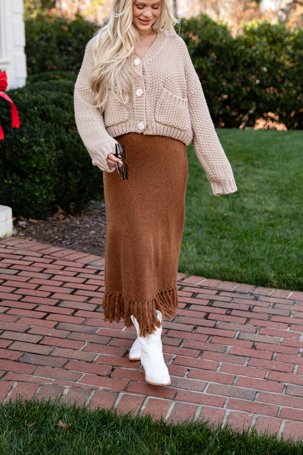 FINAL SALE - Chalet Fringe Camel Skirt