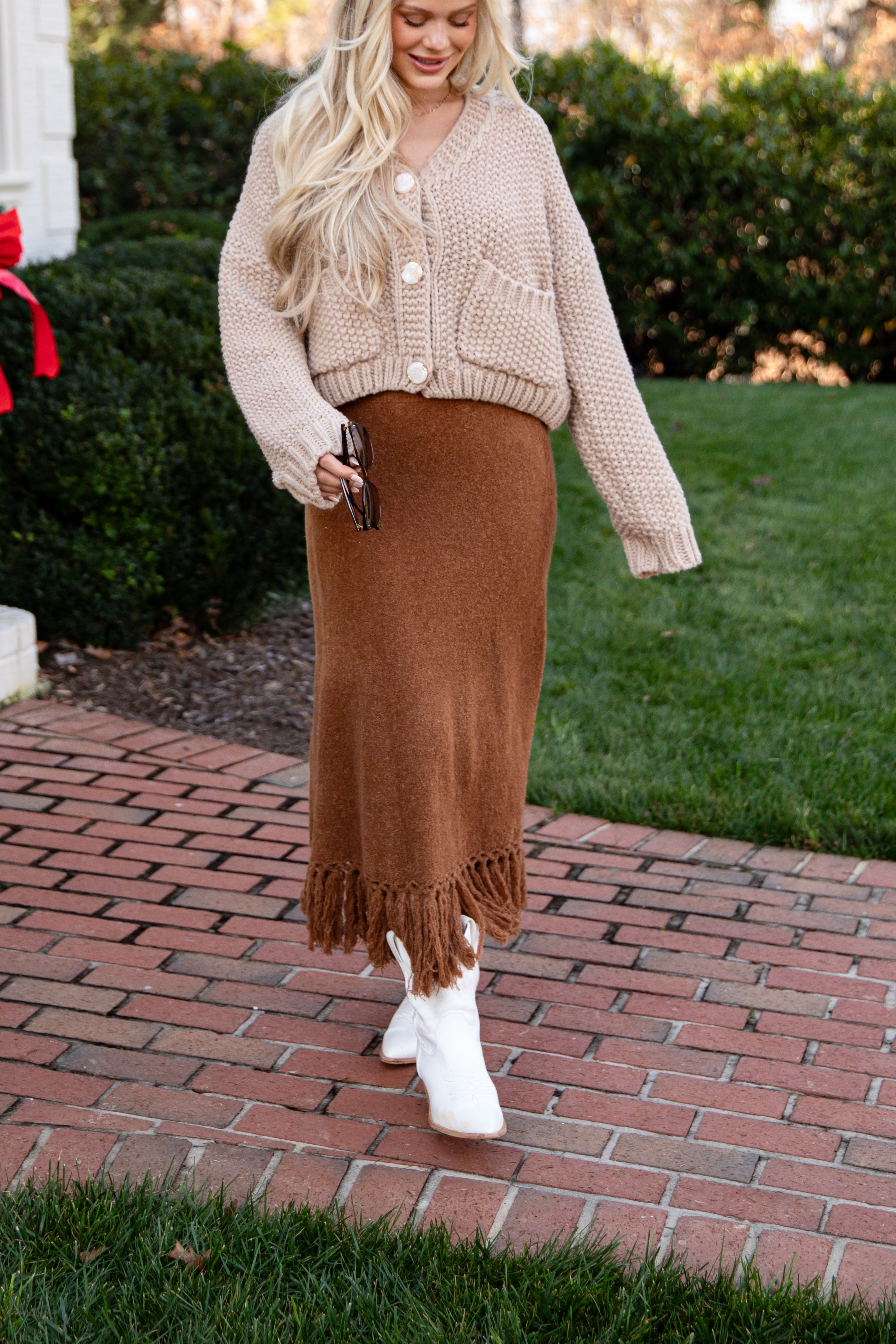 FINAL SALE - Chalet Fringe Camel Skirt