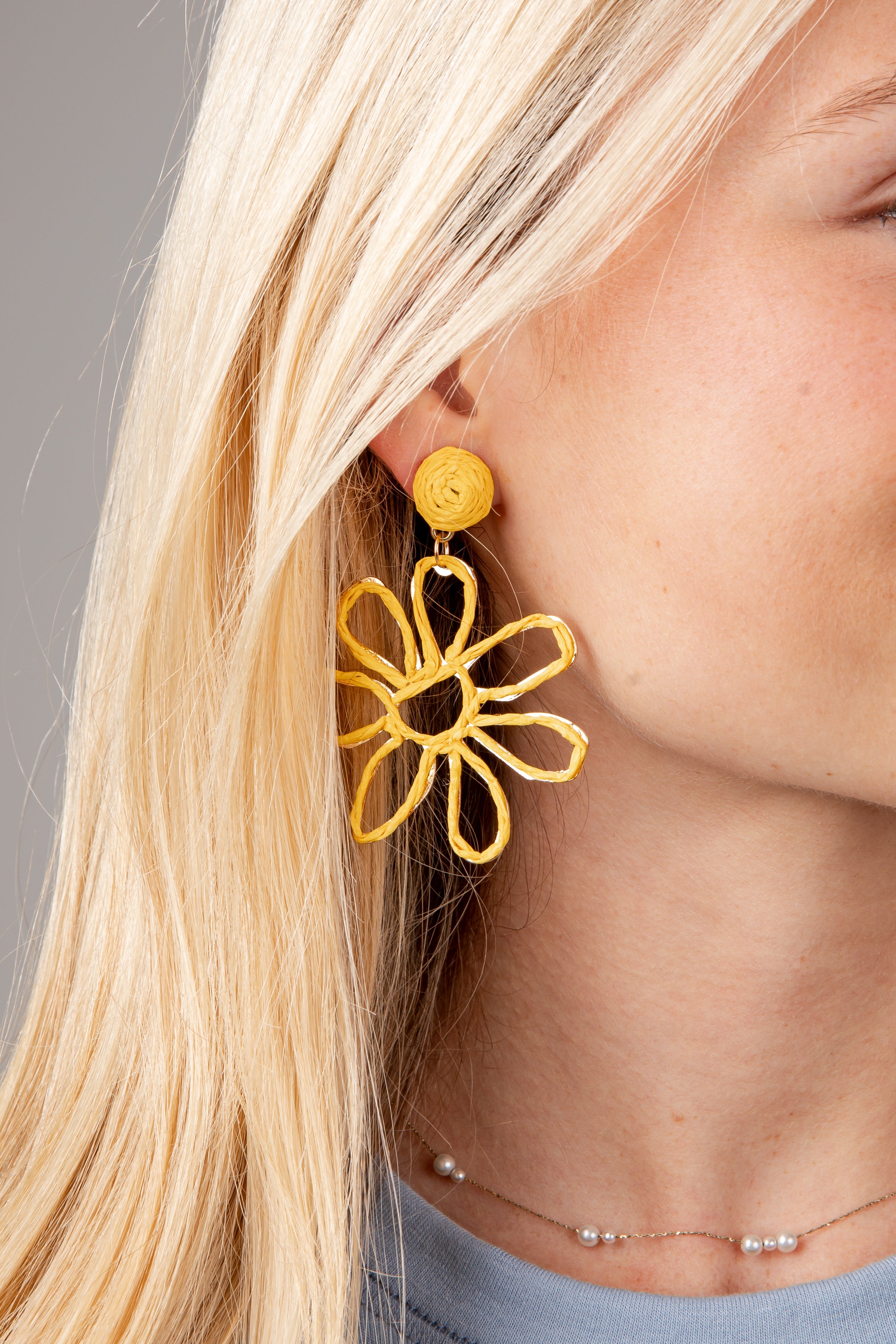 Violet Raffia Floral Statement Earrings