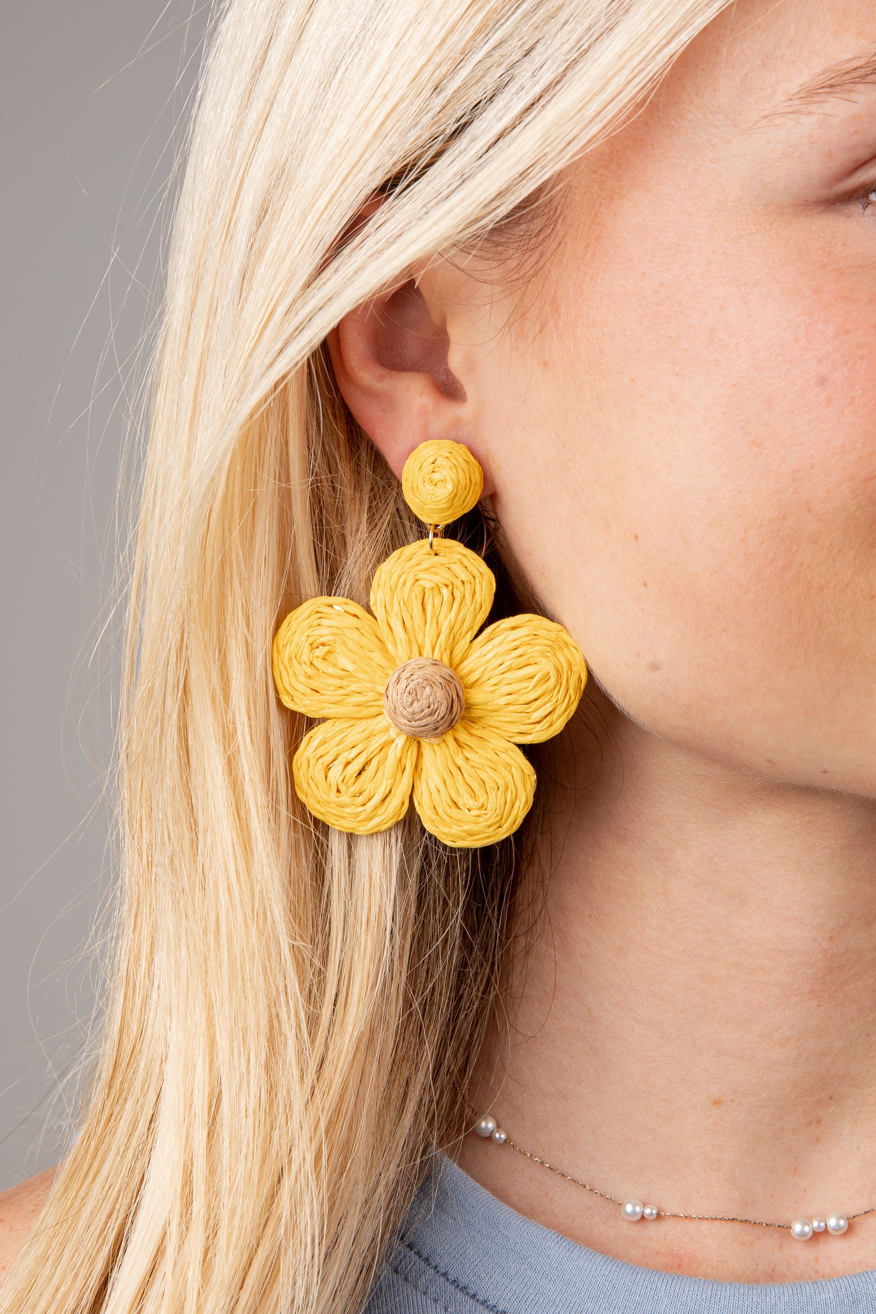 Linnea Yellow Woven Floral Statement Earrings