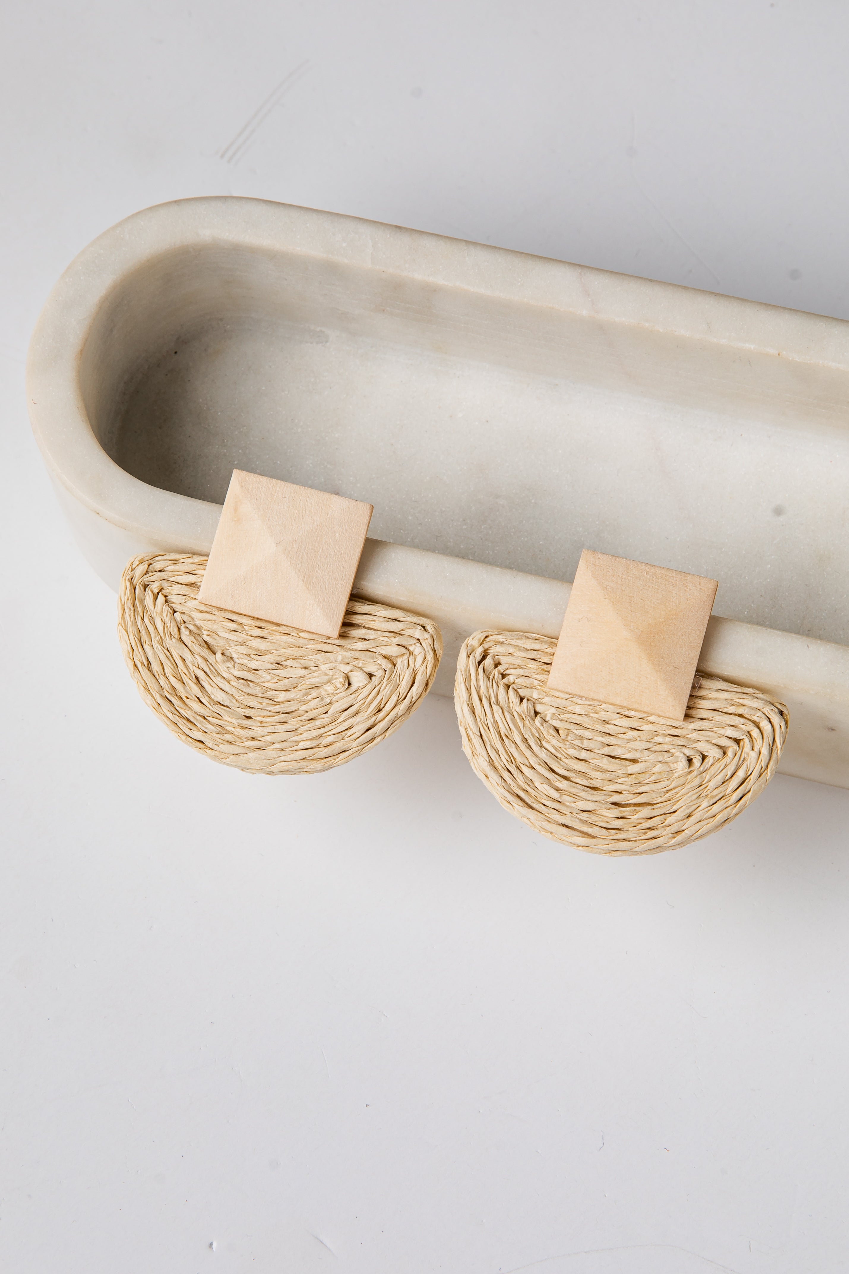 Tinsley Woven Beige Drop Earrings