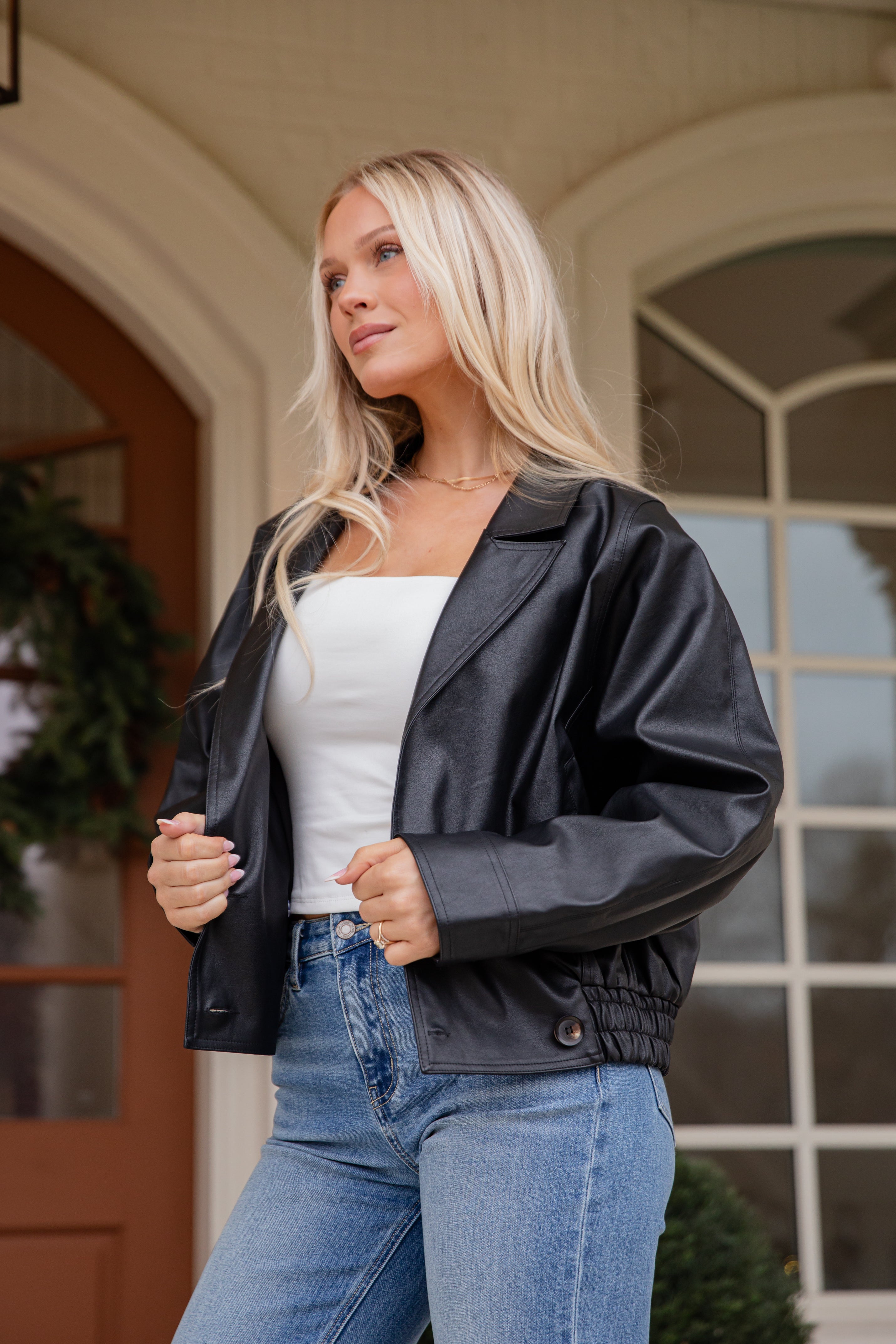 FINAL SALE - Midnight Sleigh Faux Black Leather Jacket