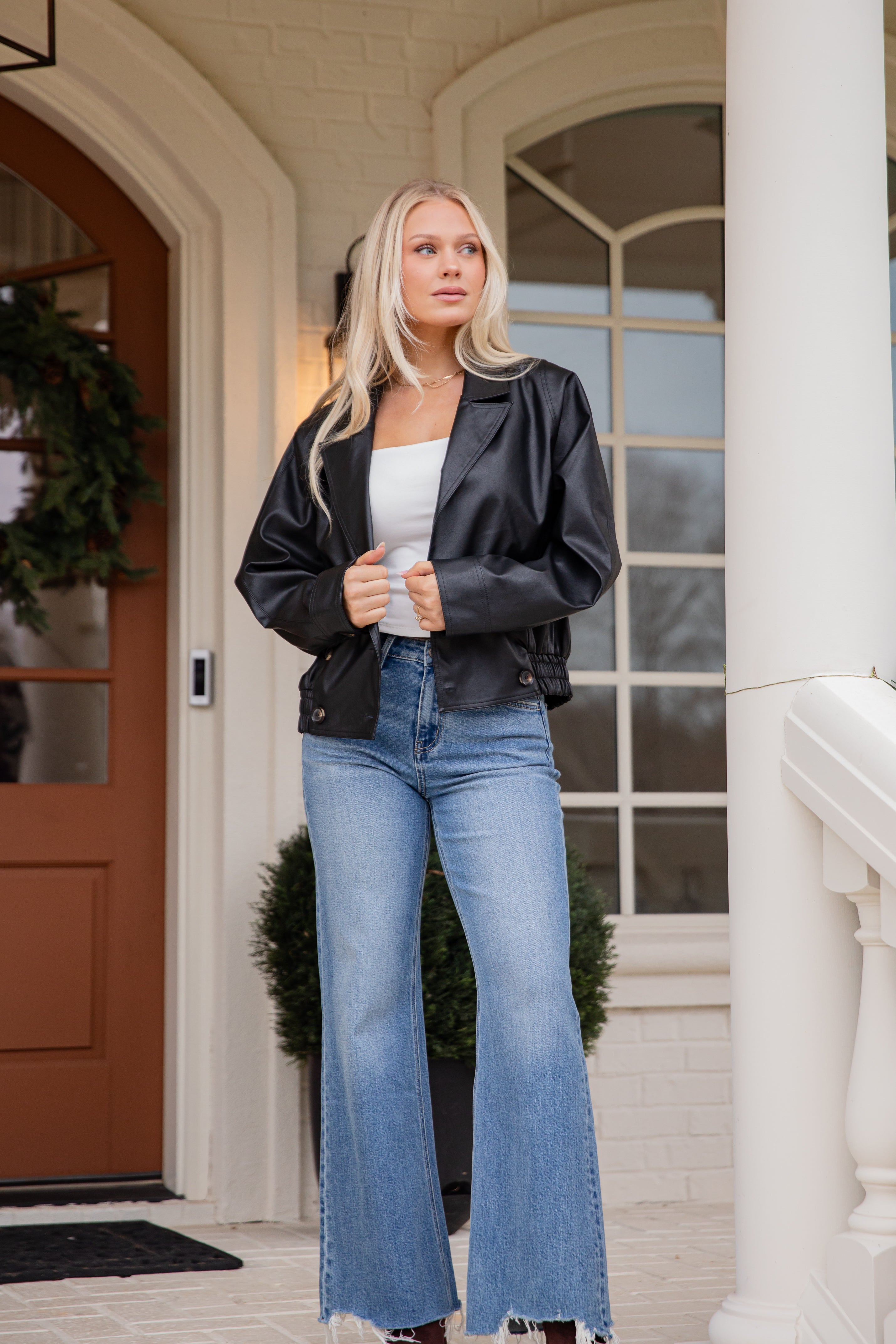 FINAL SALE - Midnight Sleigh Faux Black Leather Jacket