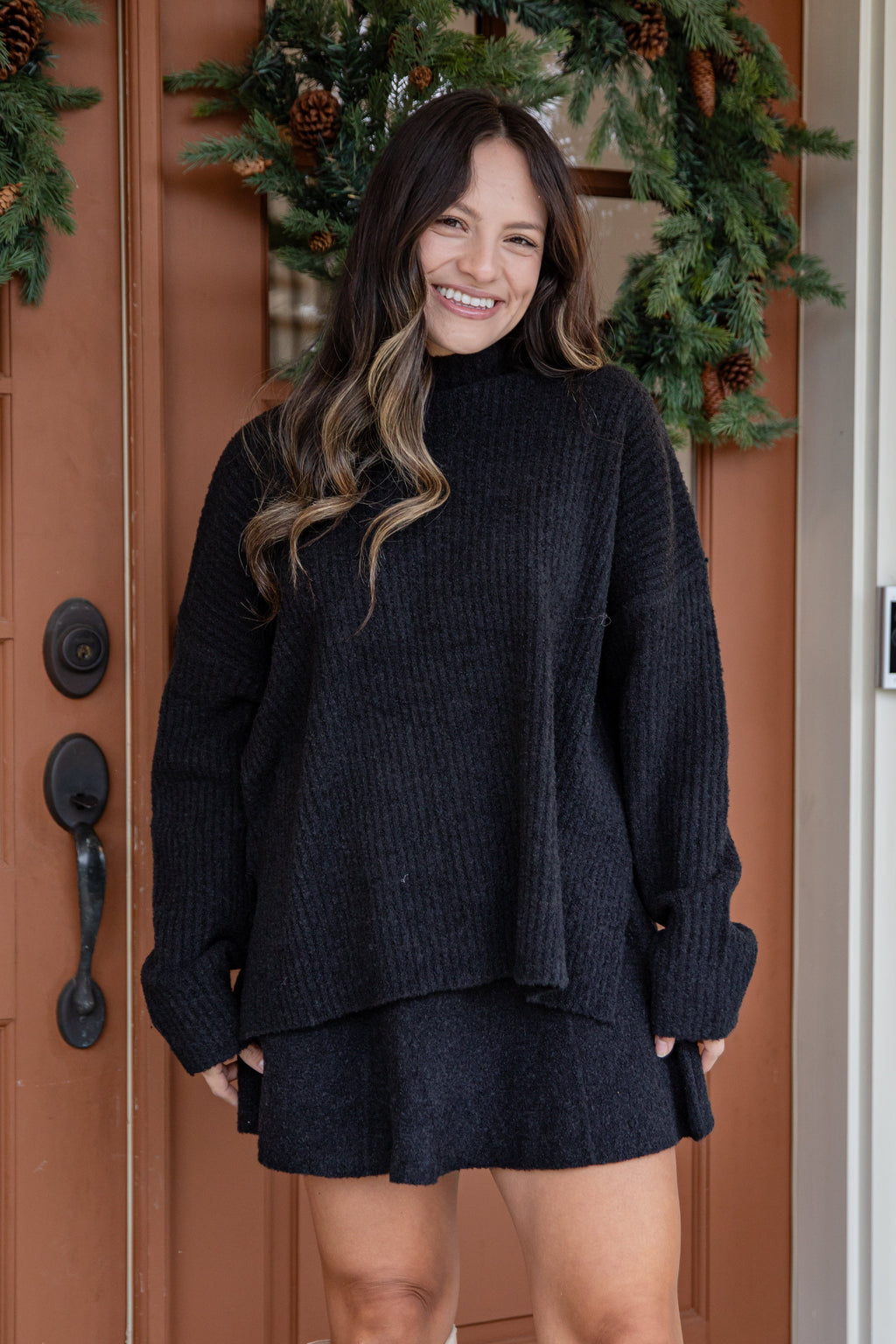FINAL SALE - Cinnamon Spice Mock Neck Knit Sweater