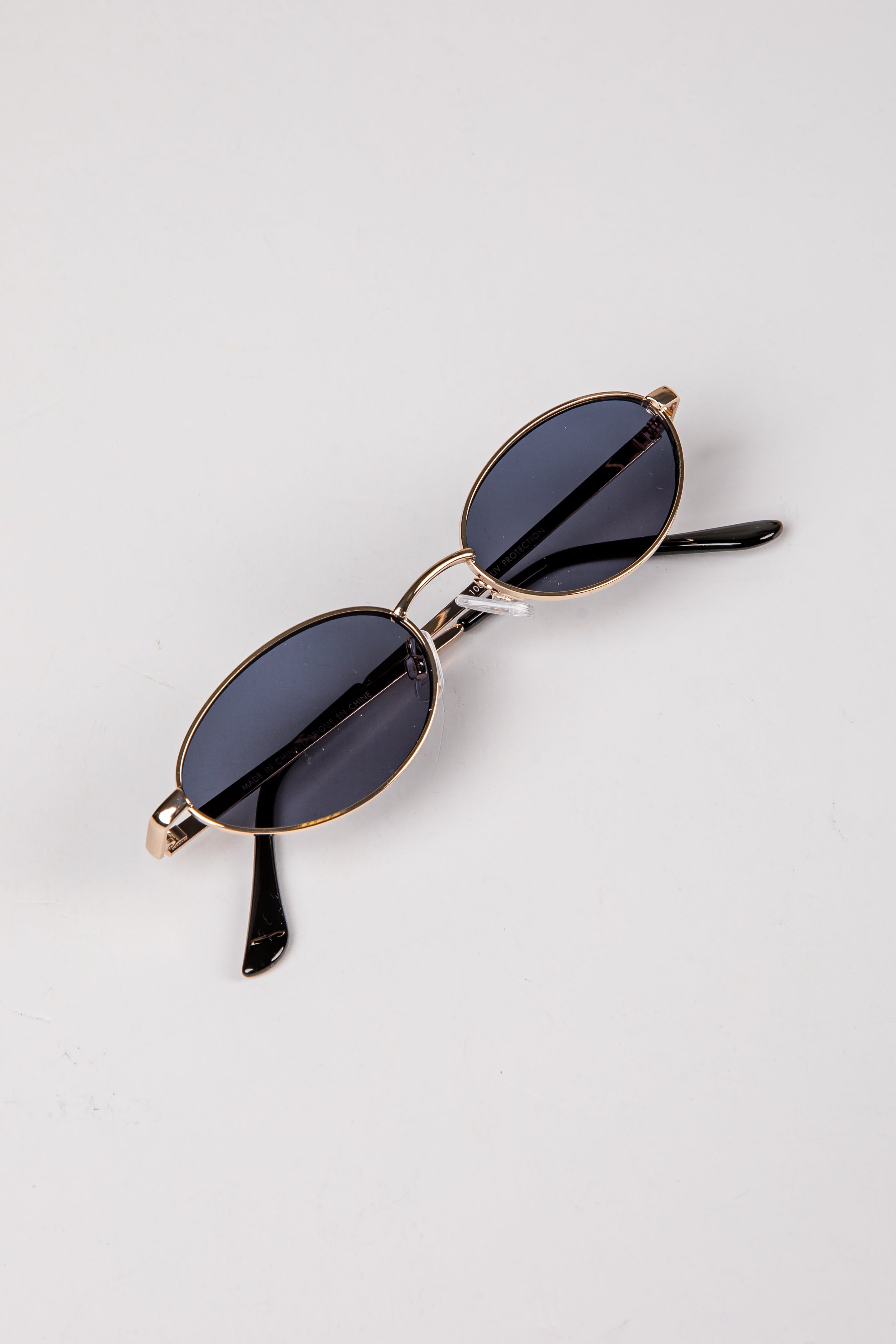 Downtown Edge Gold Oval Sunglasses