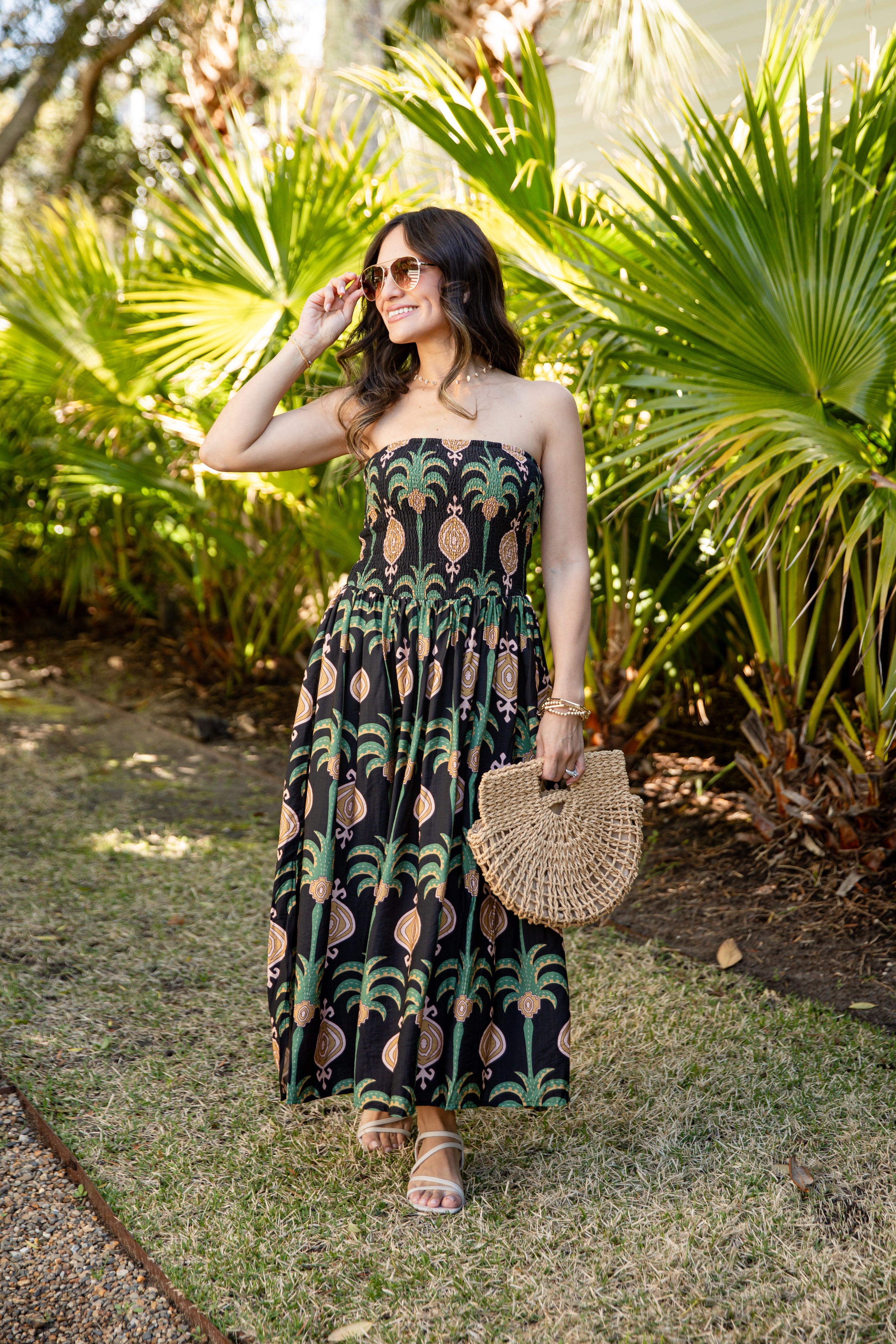 Chic Essential Strapless Smocked Black Maxi Dress