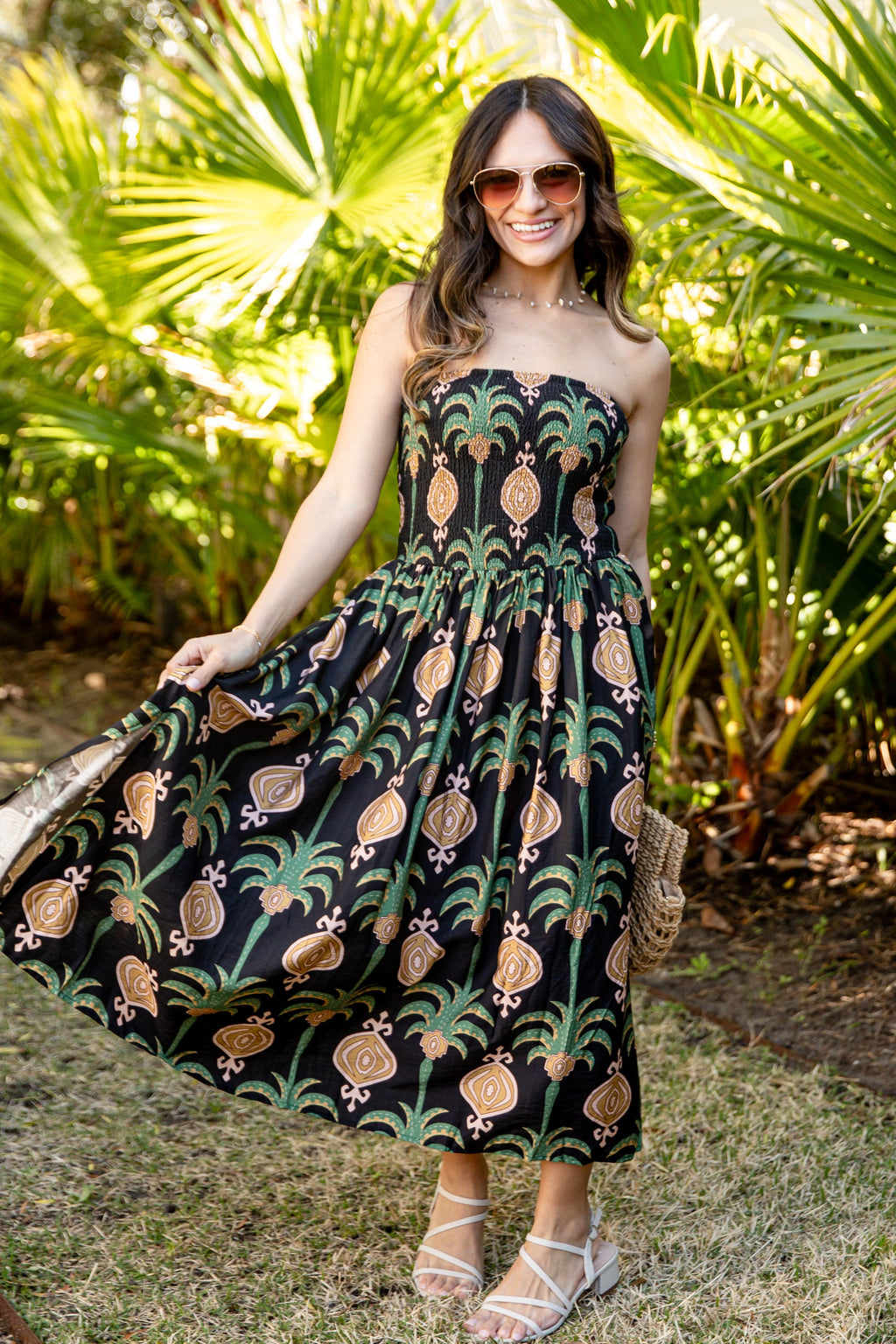 Chic Essential Strapless Smocked Black Maxi Dress