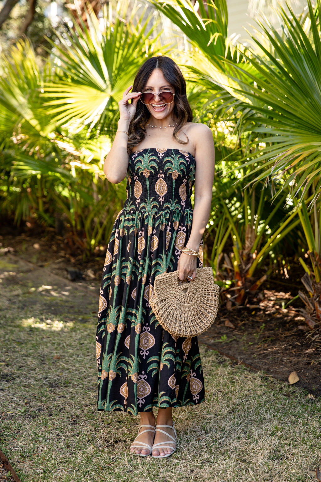Chic Essential Strapless Smocked Black Maxi Dress