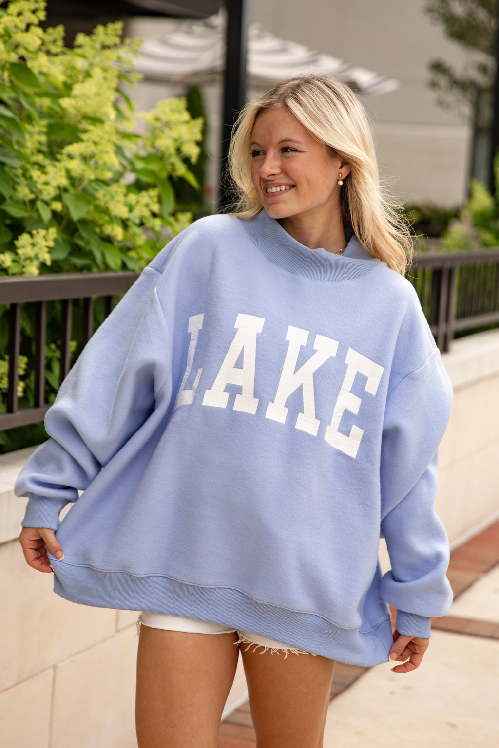 Beach/Lake Blue Reversible Mockneck Sweatshirt