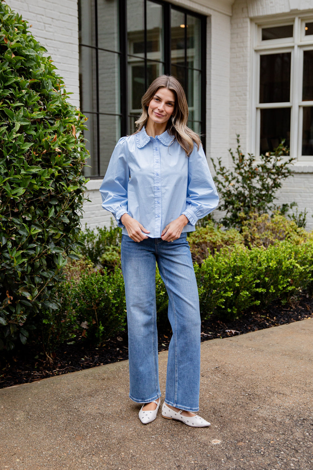 FINAL SALE - Everyday Ease Ruffle Button-Down Blouse