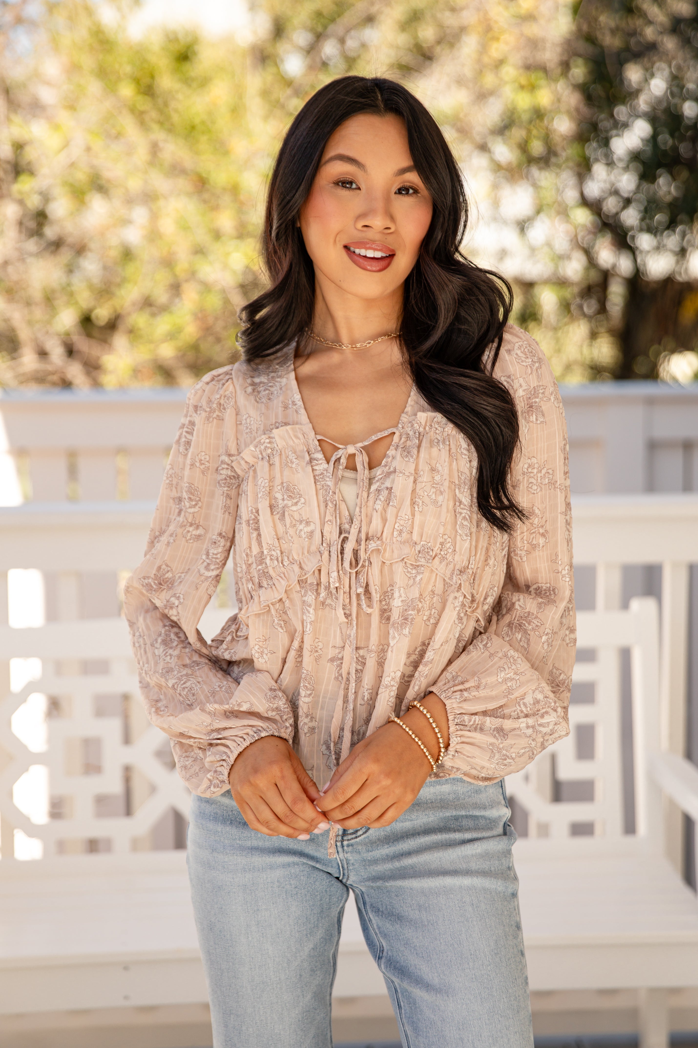 FINAL SALE - Soft Current Blush Tie-Front Blouse