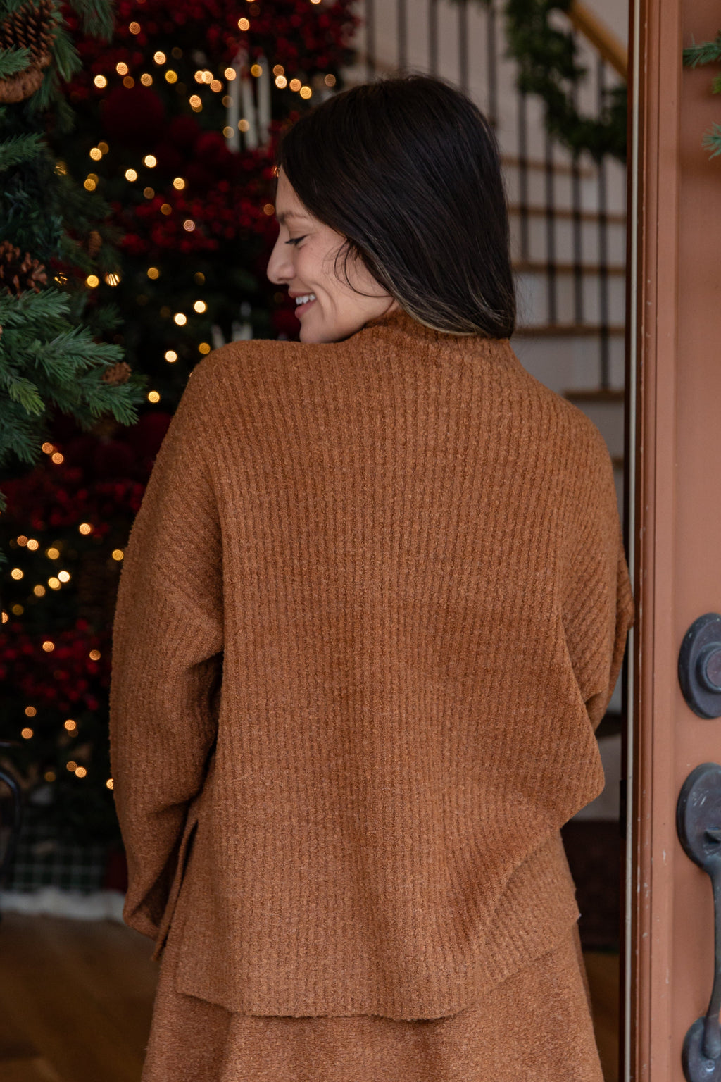 FINAL SALE - Cinnamon Spice Mock Neck Knit Sweater