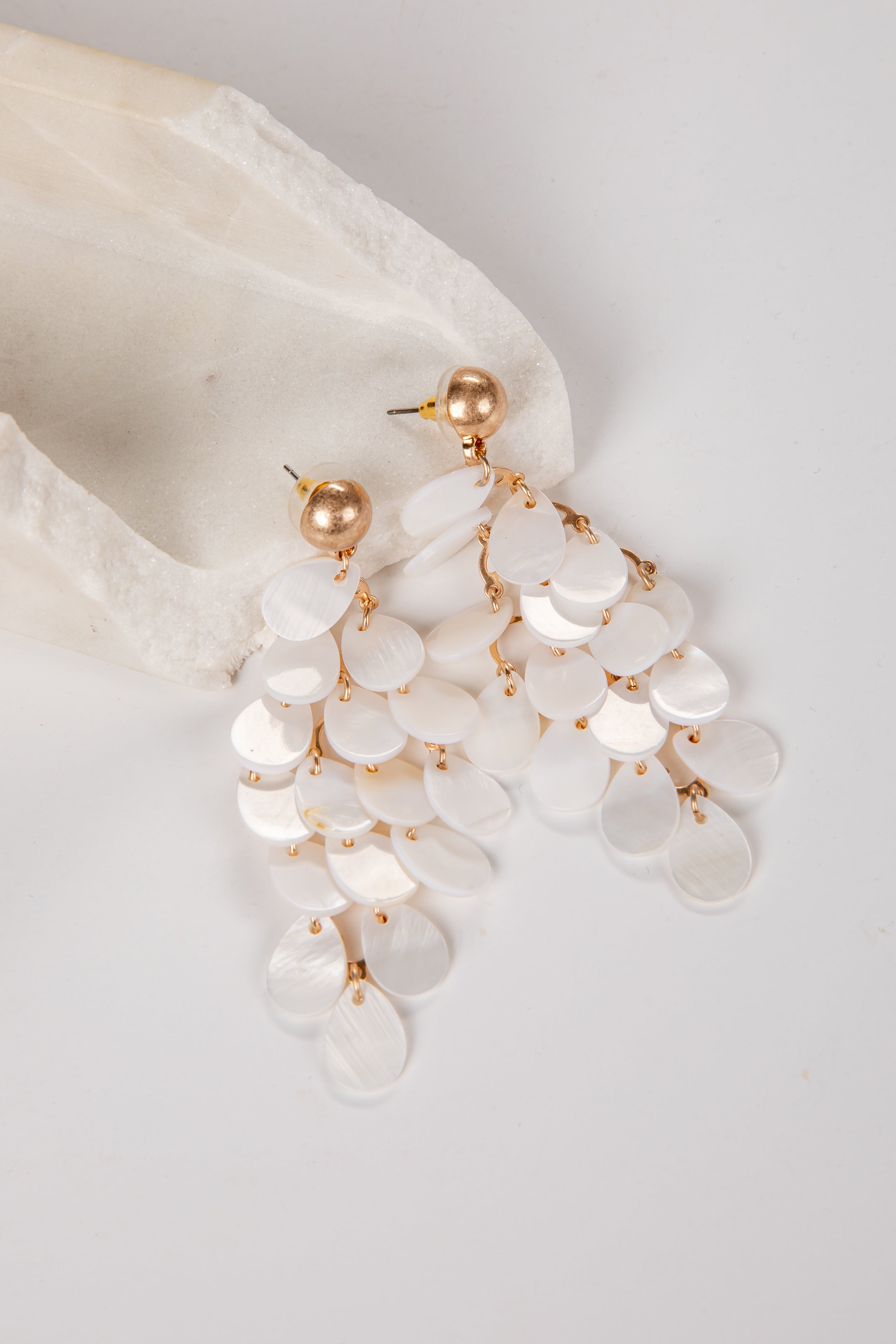 Wren Cream Layered Statement Earrings