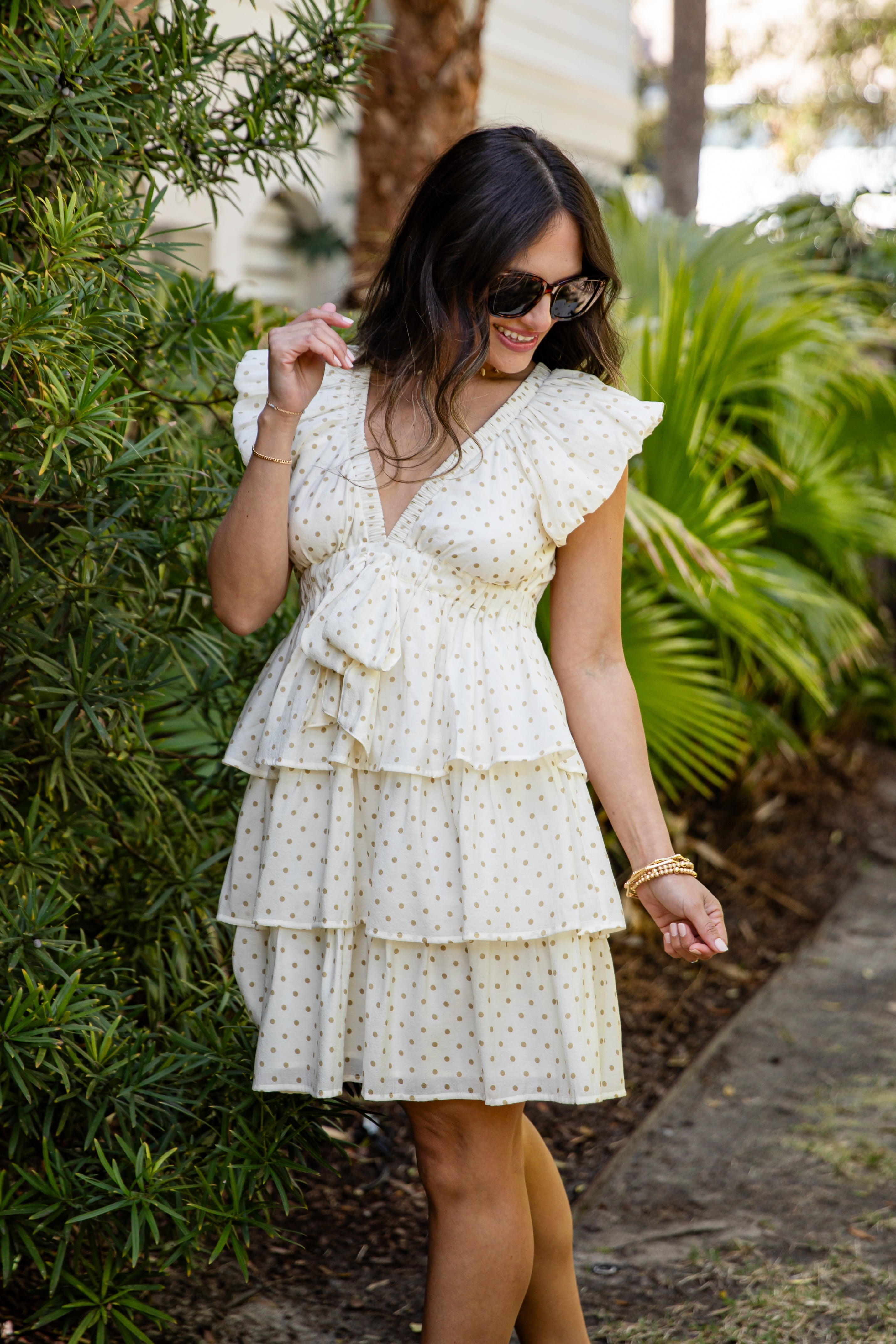 Day Well Spent Polka Dot Cream Mini Dress