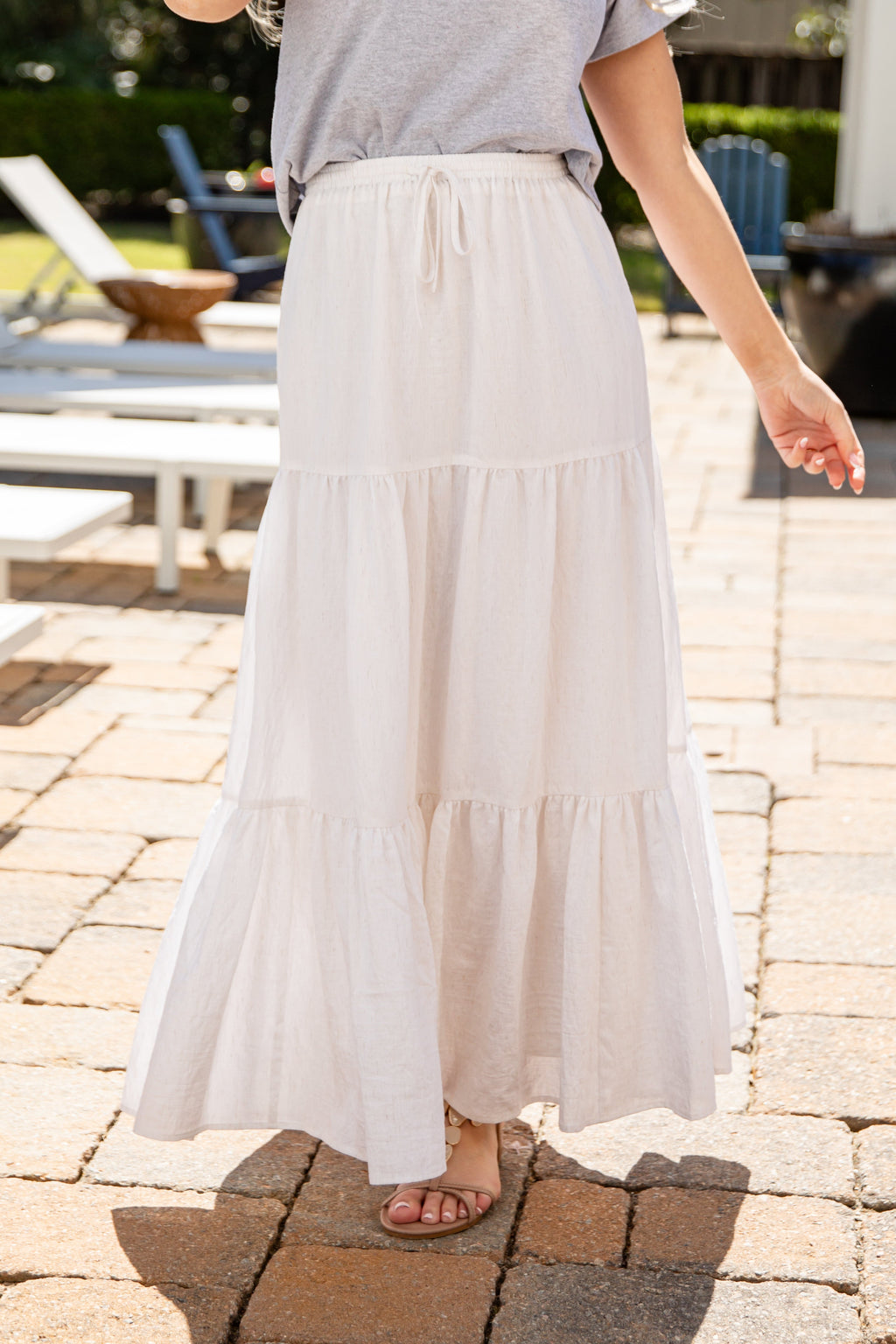 I'll Take It Cream Tiered Maxi Skirt
