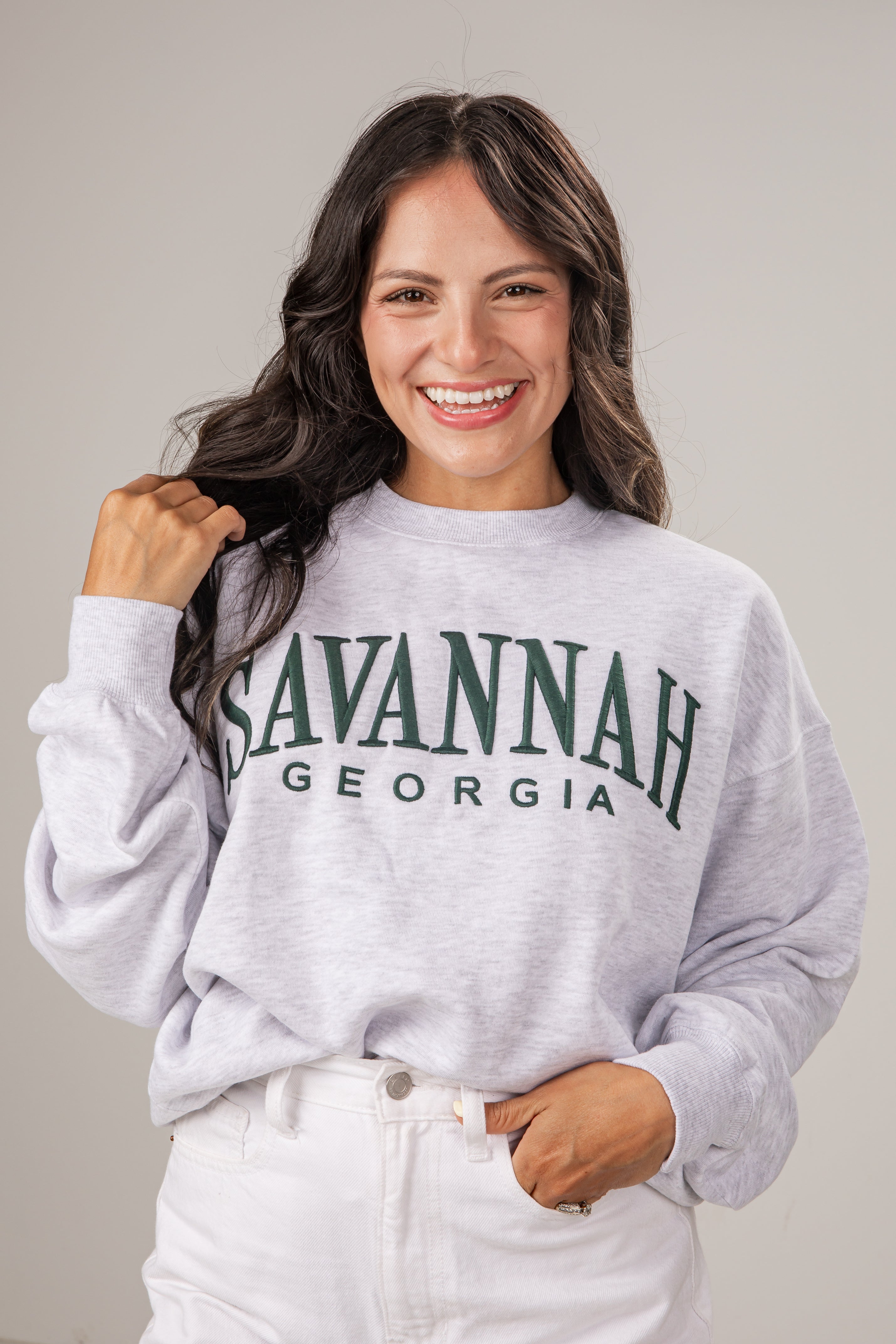 Savannah Heather Grey Relaxed Pullover