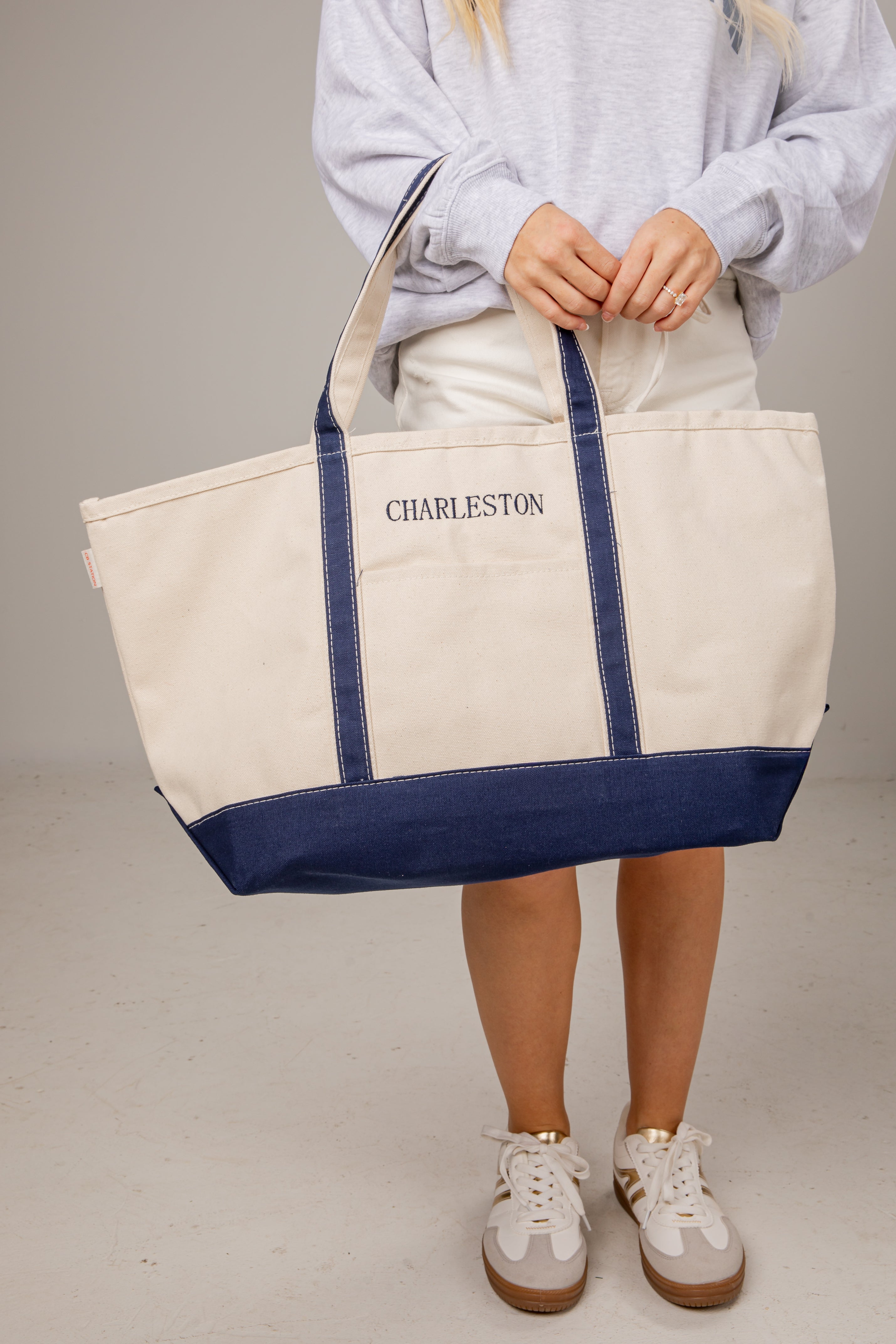 Charleston Embroidered Large Canvas Tote Bag