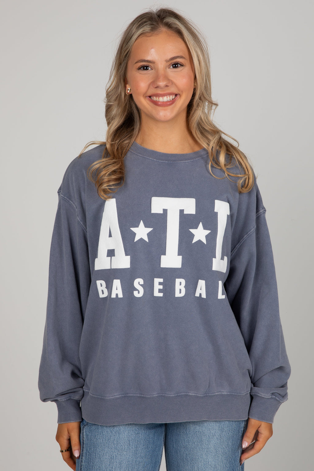 Navy ATL Star Baseball Sweatshirt