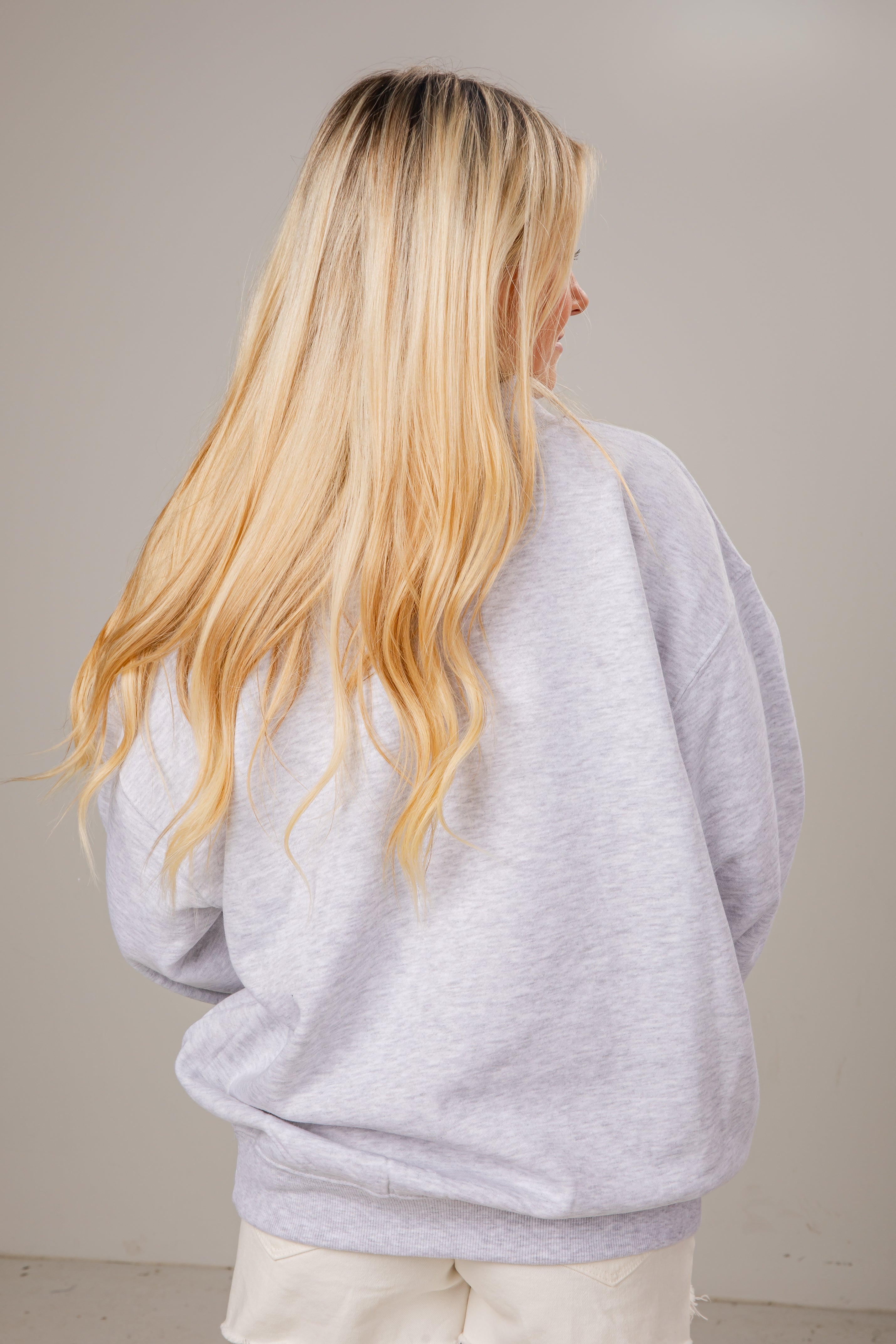 Heather Grey Charleston Navy Script Mockneck Sweatshirt