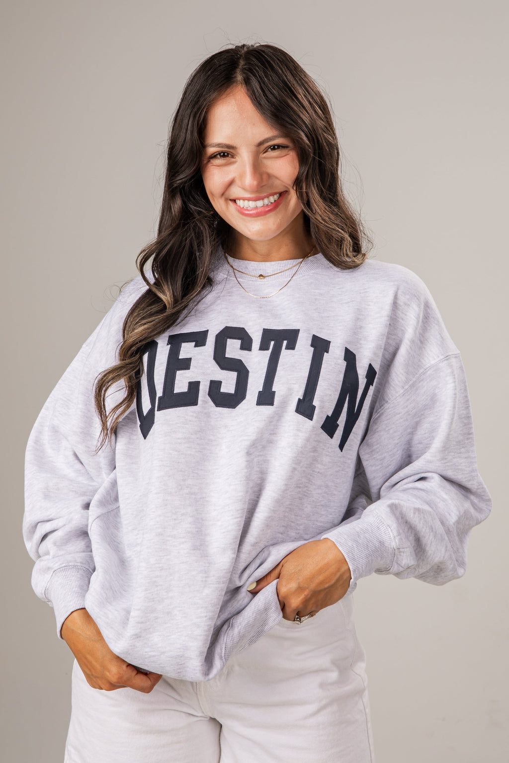 Destin Patch Heather Grey Relaxed Sweatshirt