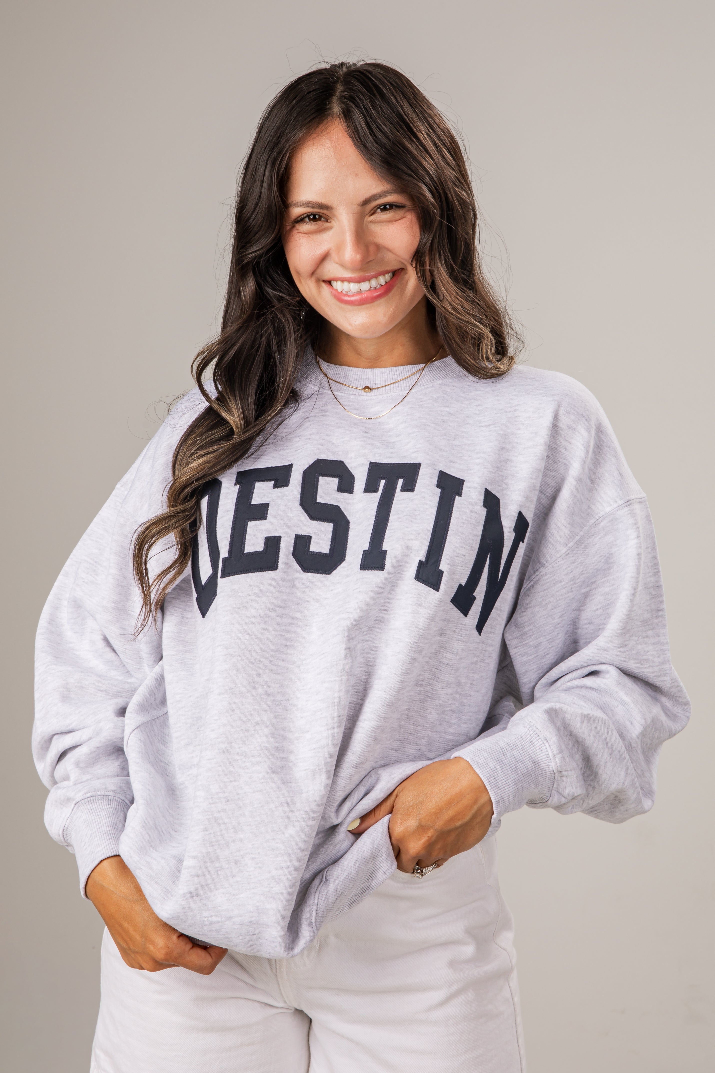 Destin Patch Heather Grey Relaxed Sweatshirt