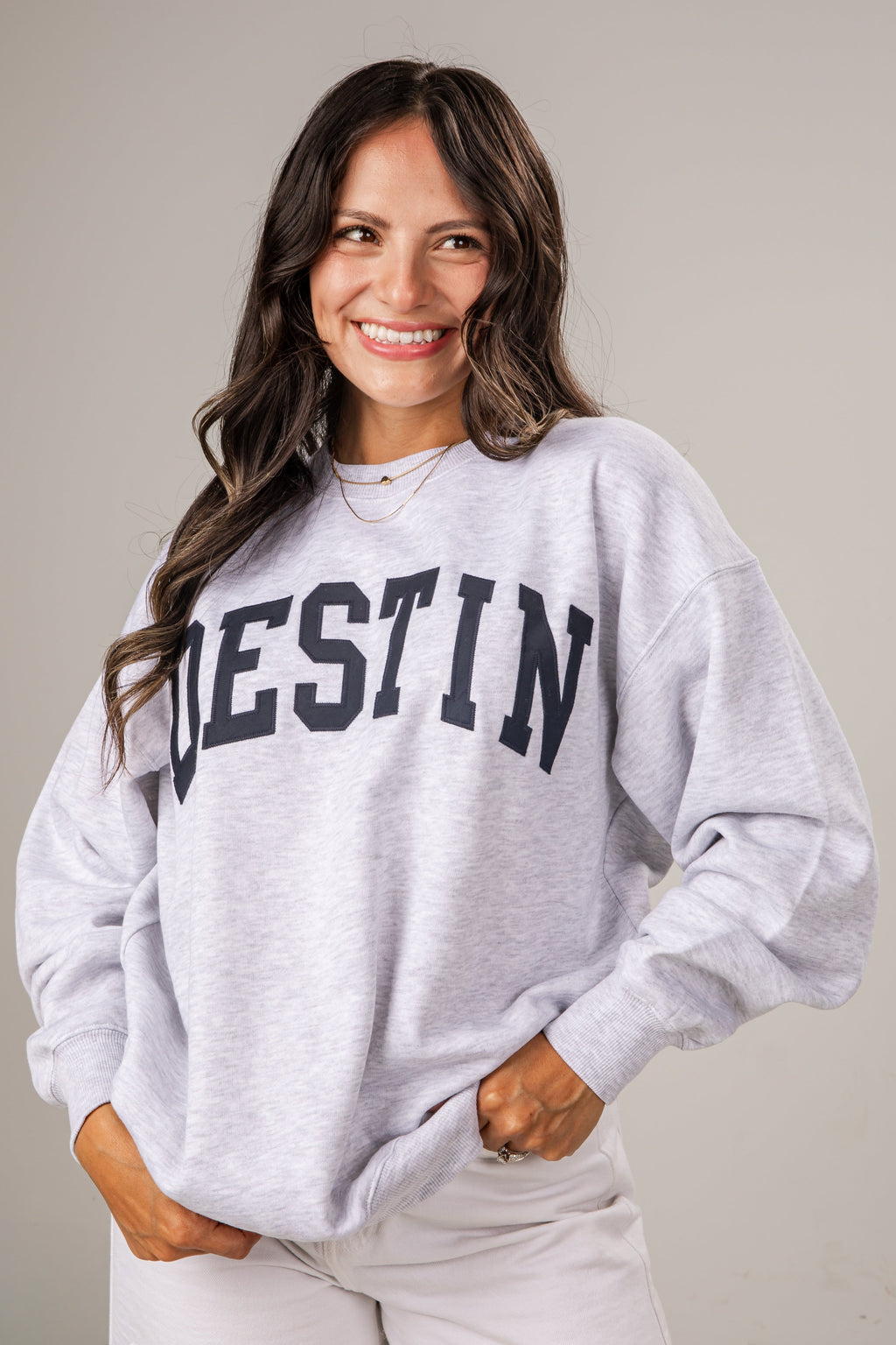 Destin Patch Heather Grey Relaxed Sweatshirt