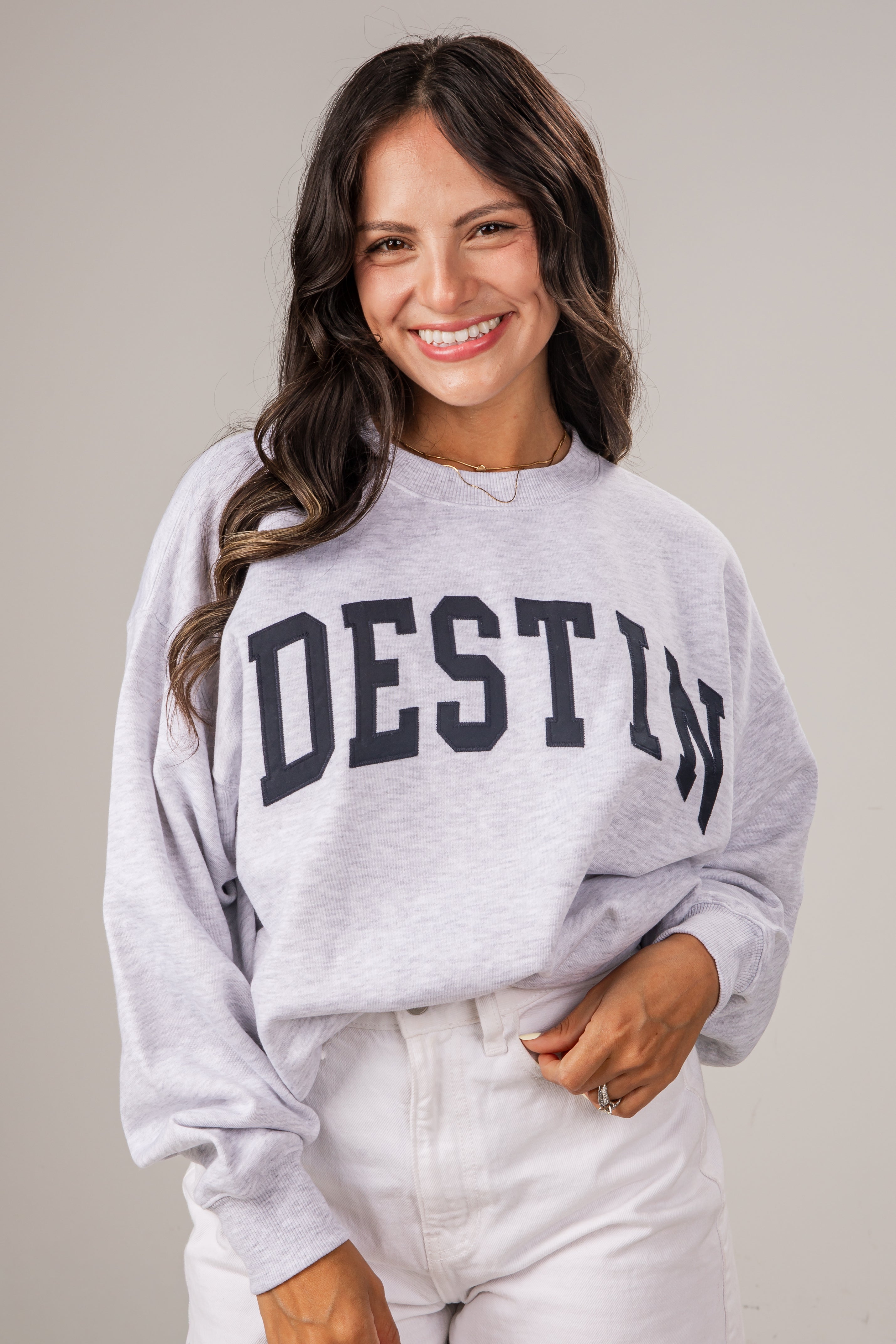 Destin Patch Heather Grey Relaxed Sweatshirt
