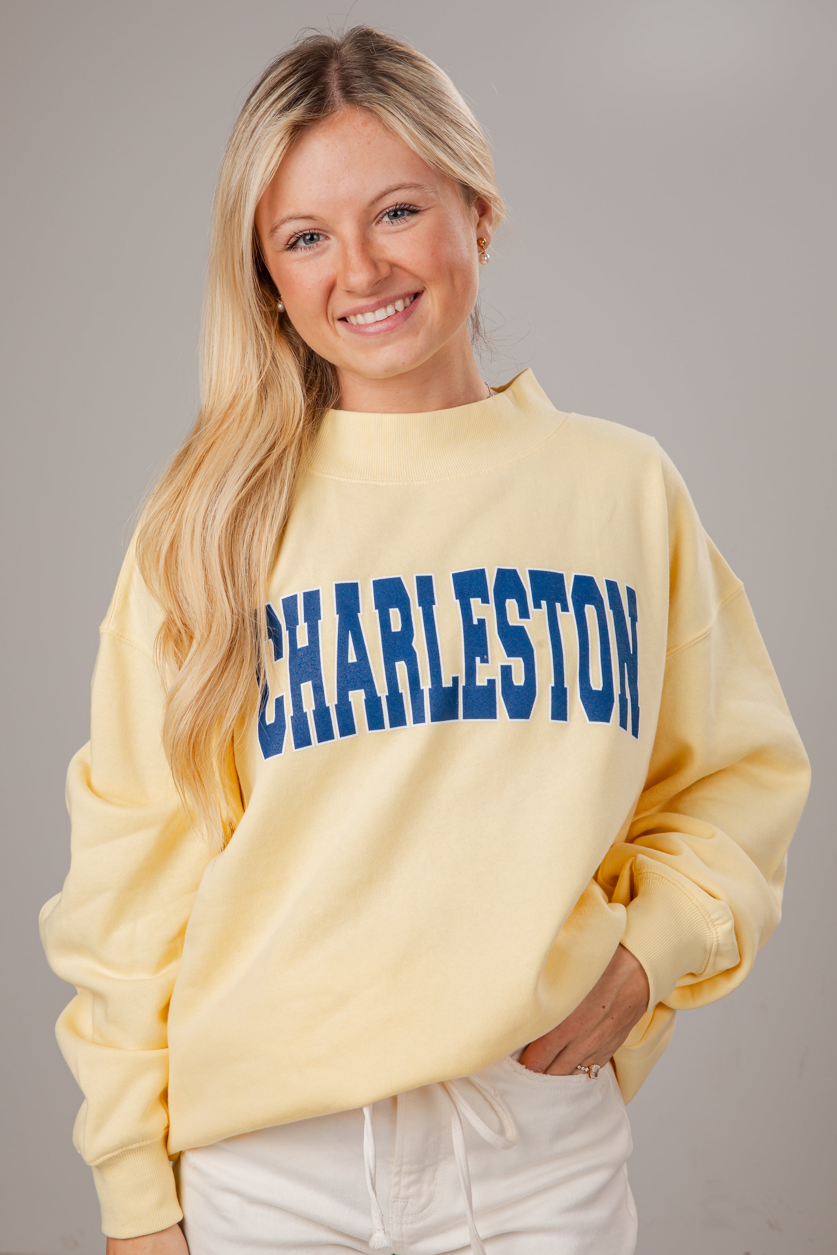 Charleston Graphic Yellow Mockneck Sweatshirt
