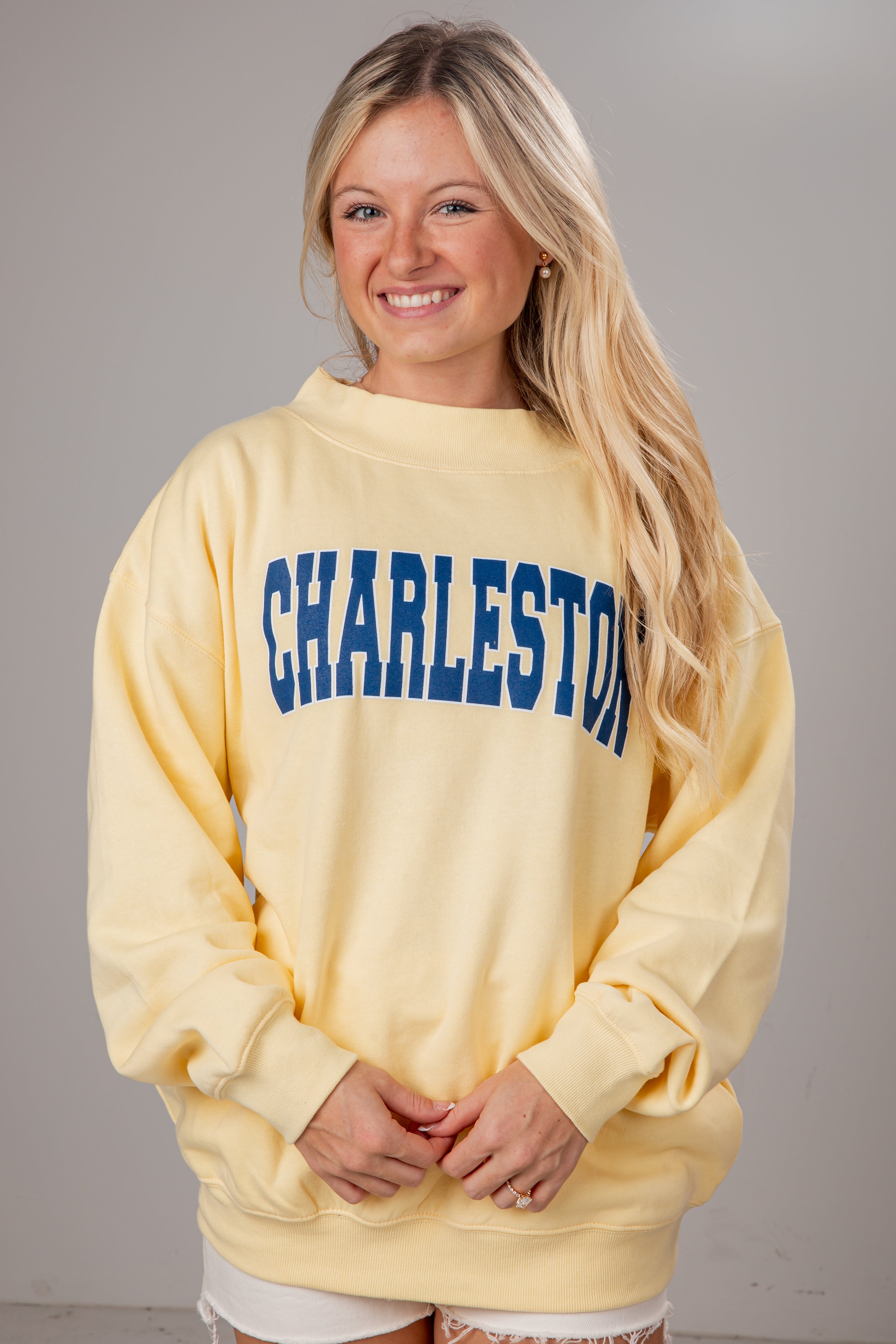 Charleston Graphic Yellow Mockneck Sweatshirt