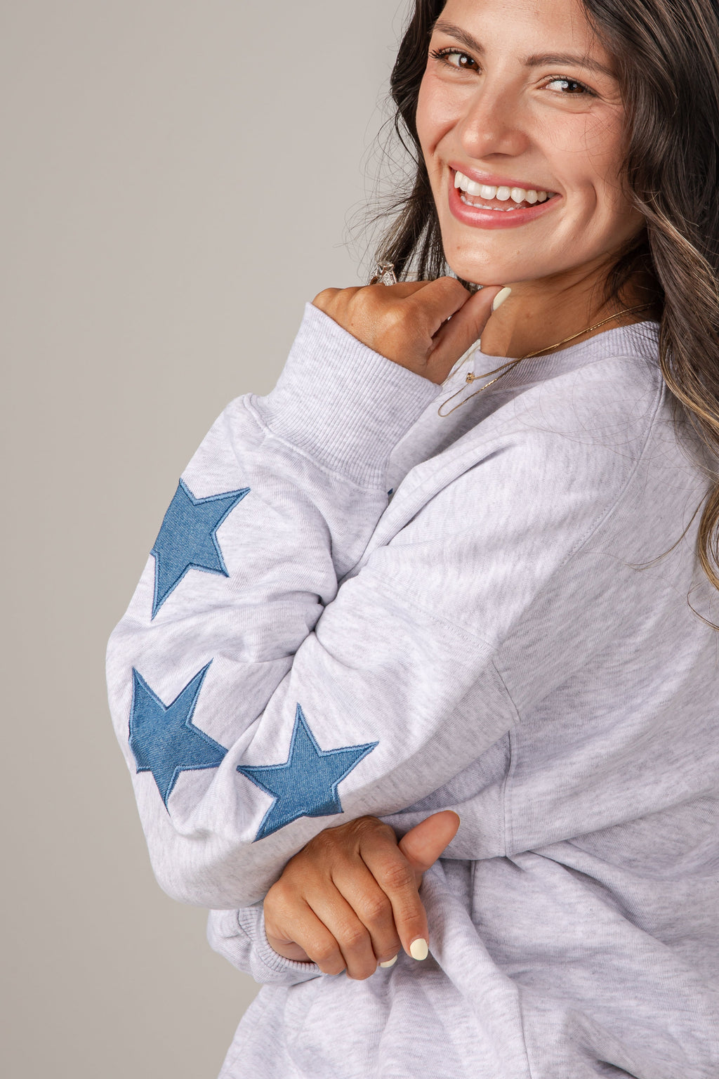 Atlanta Star Denim Patch Heather Grey Sweatshirt