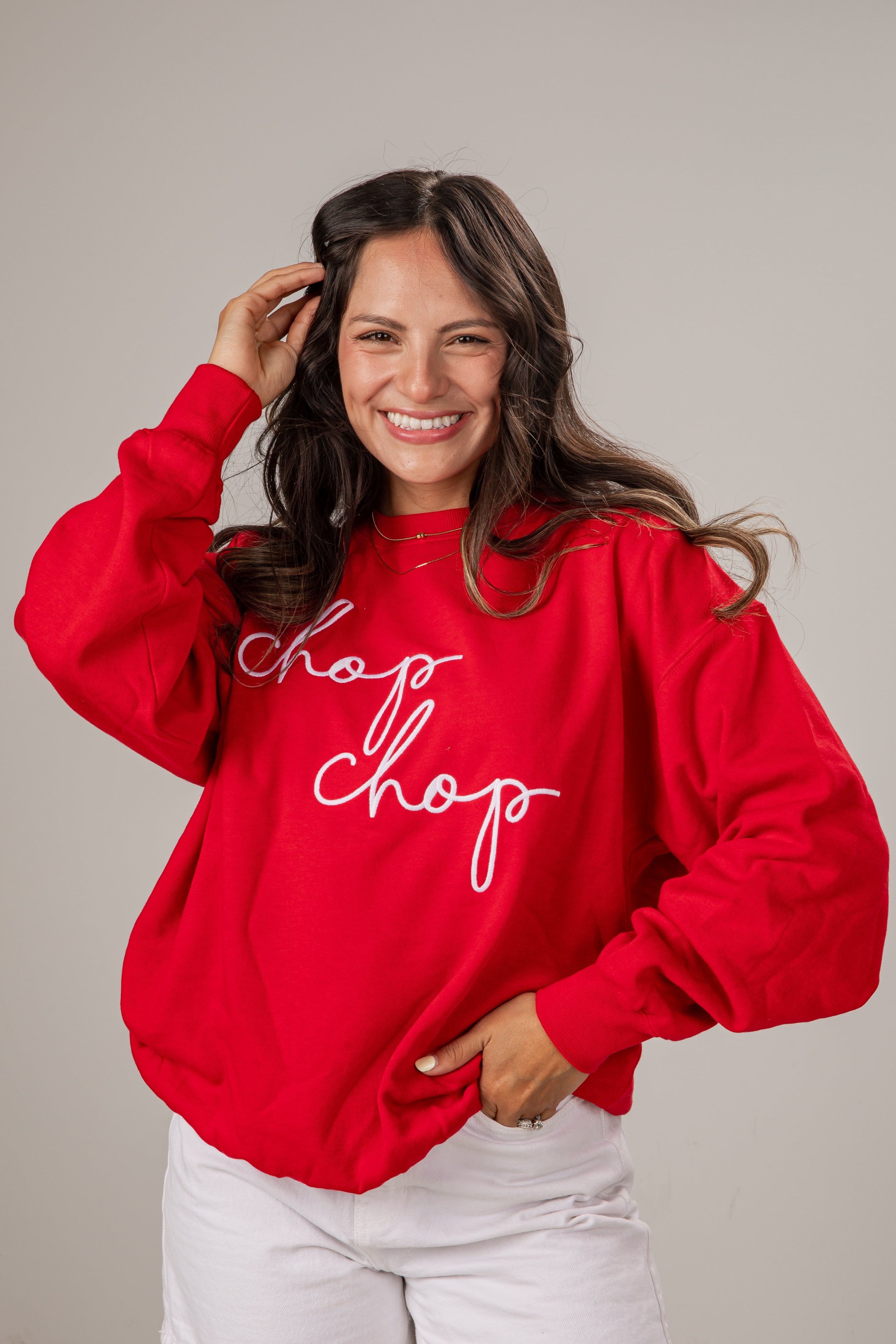 Red Chop Chop Script Pullover