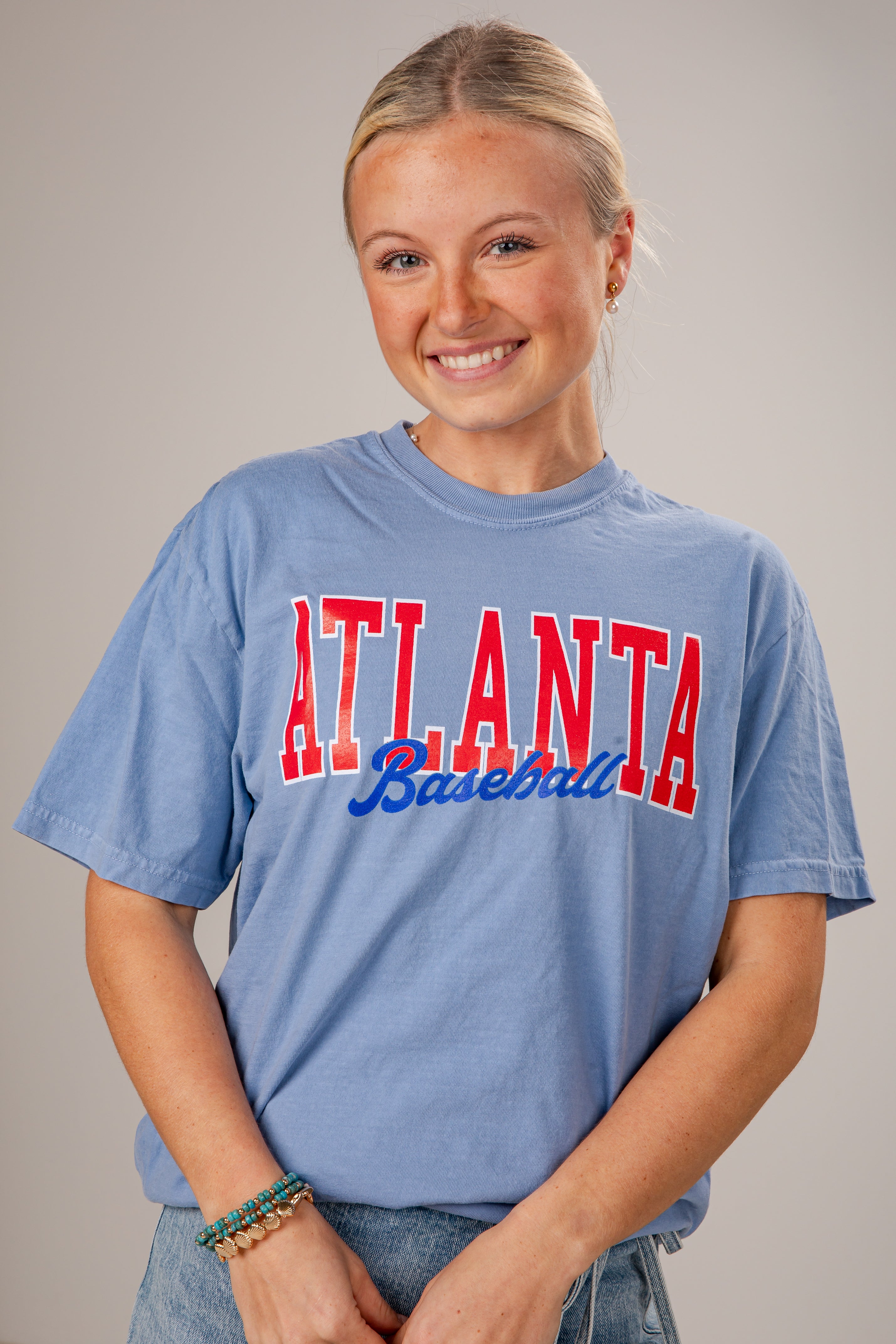 Atlanta Baseball Light Blue Block Letter Tee