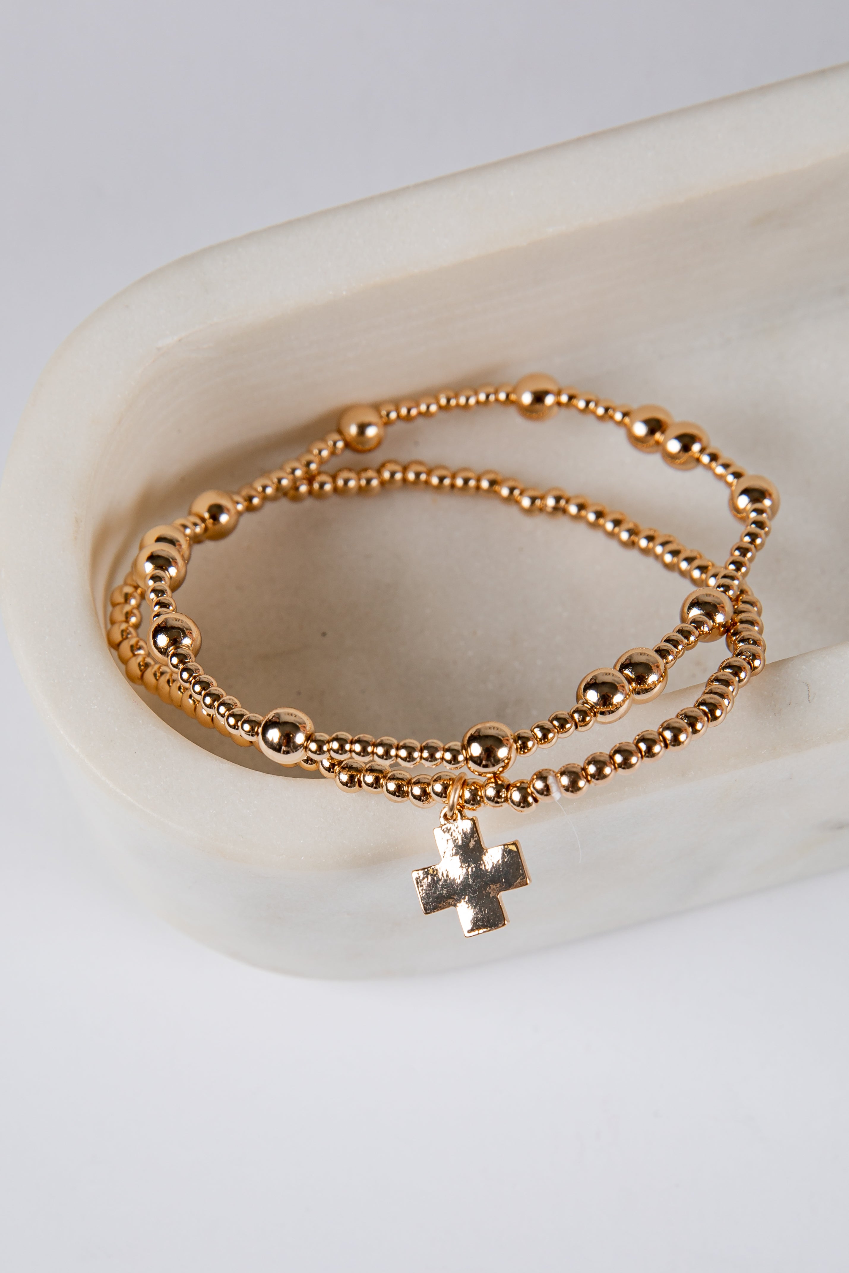 Eva Gold Beaded Bracelet Set