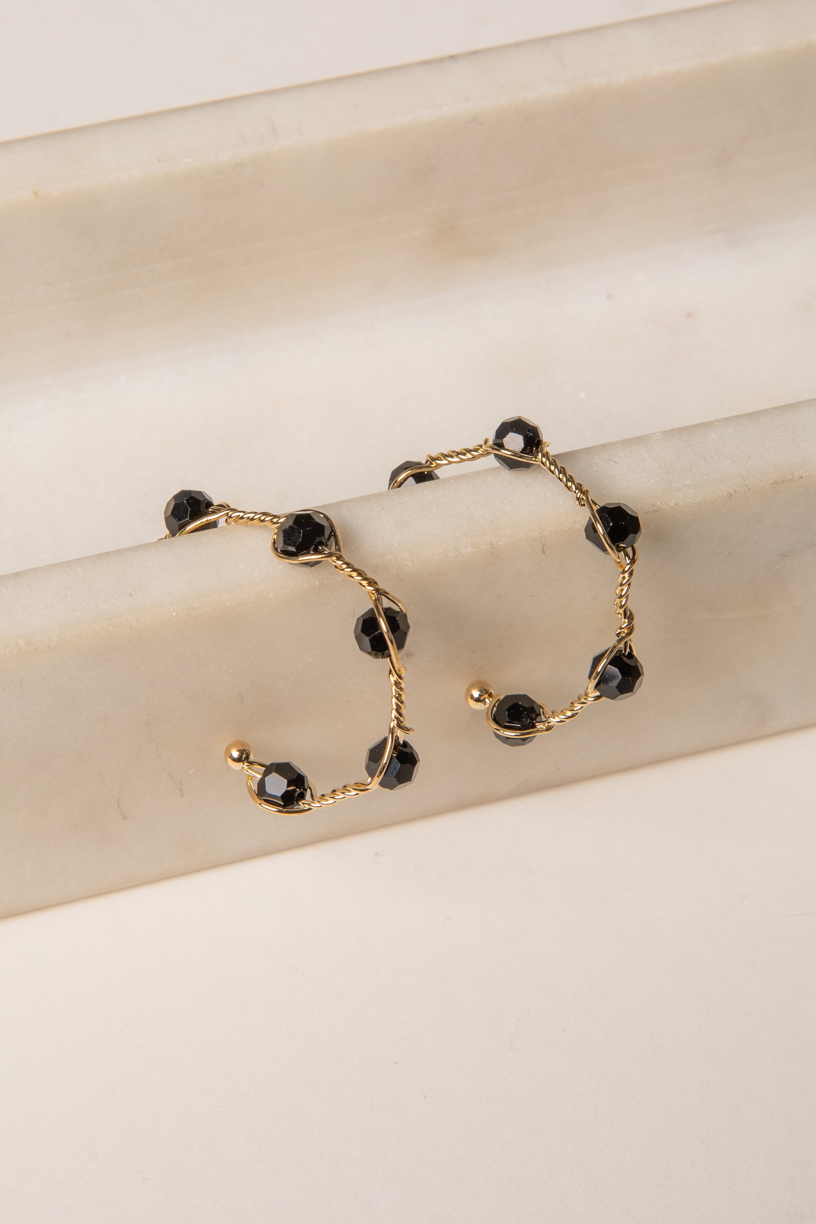 Claire Gold Beaded Hoop Earrings