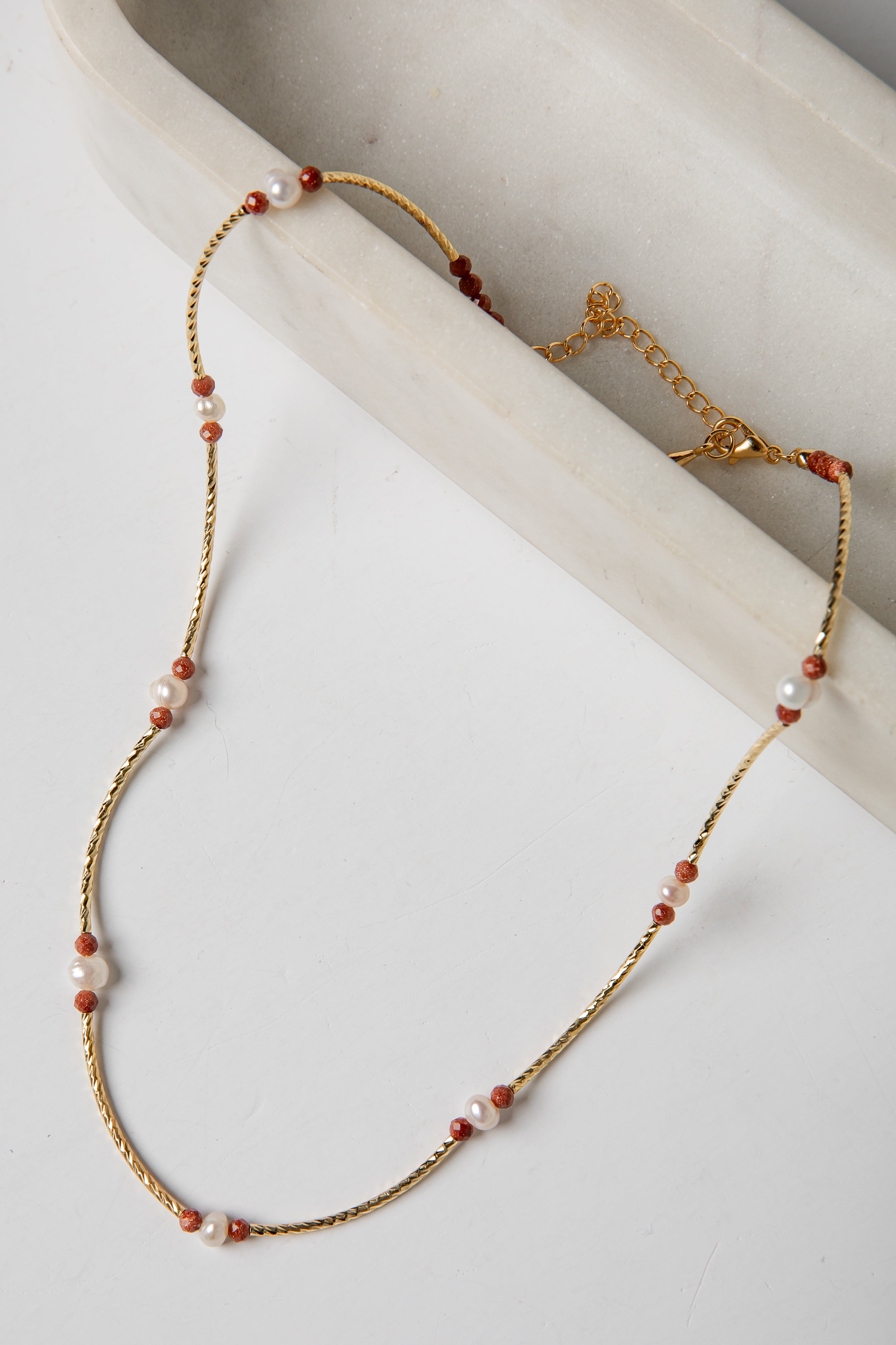 Amber Gold Beaded Necklace