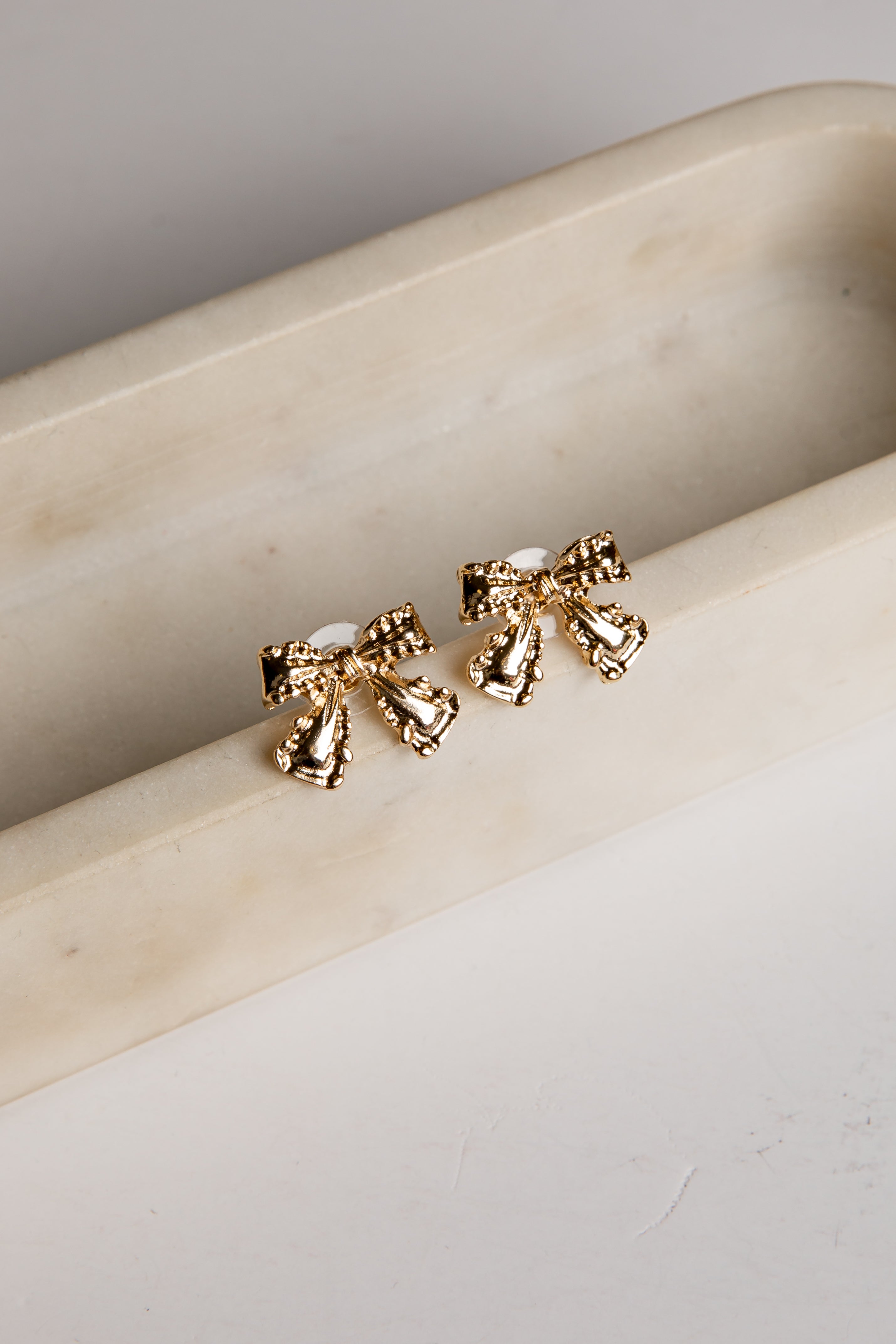 Sable Gold Bow Stud Earrings
