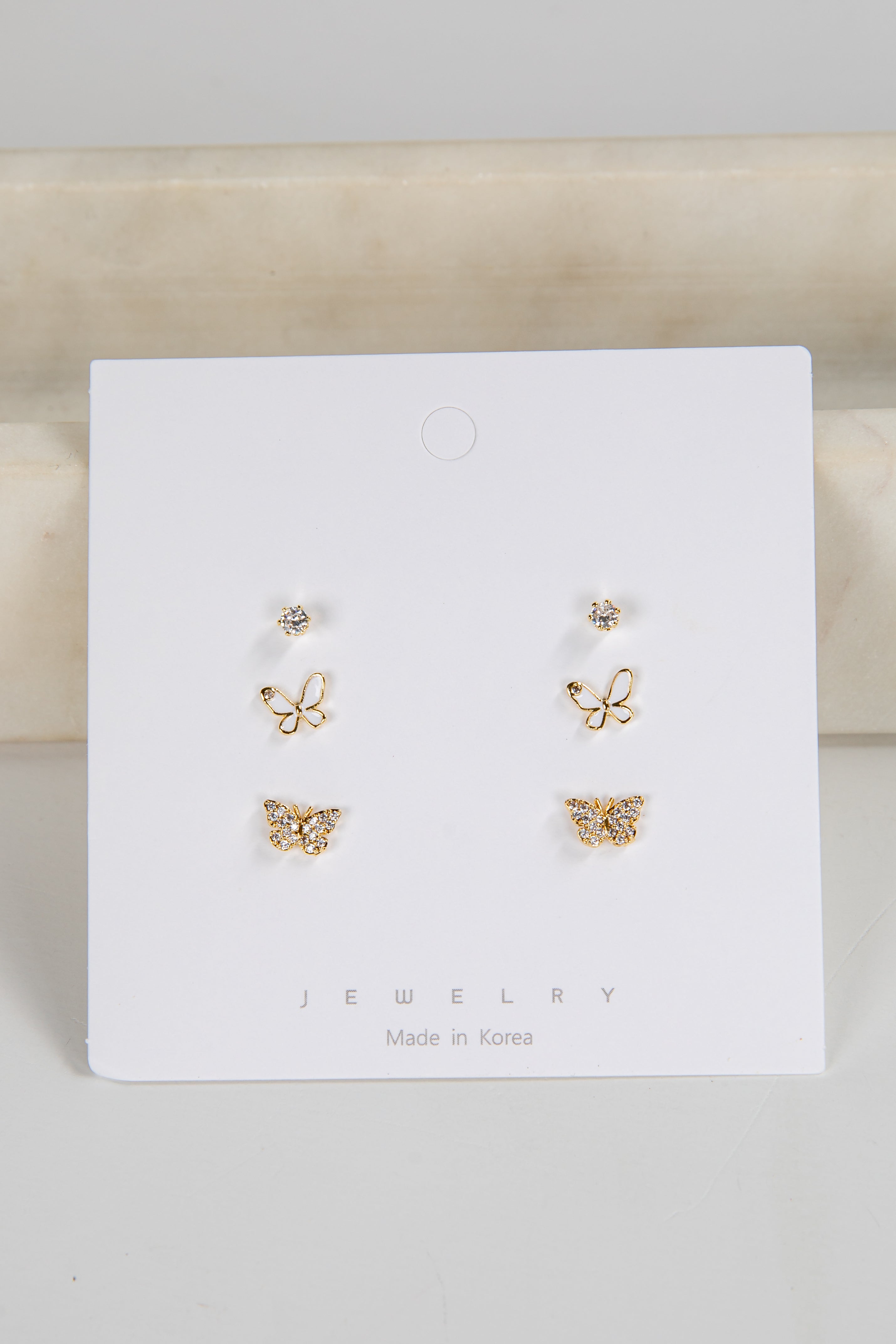 Brooke Gold Butterfly Stud Earrings Set