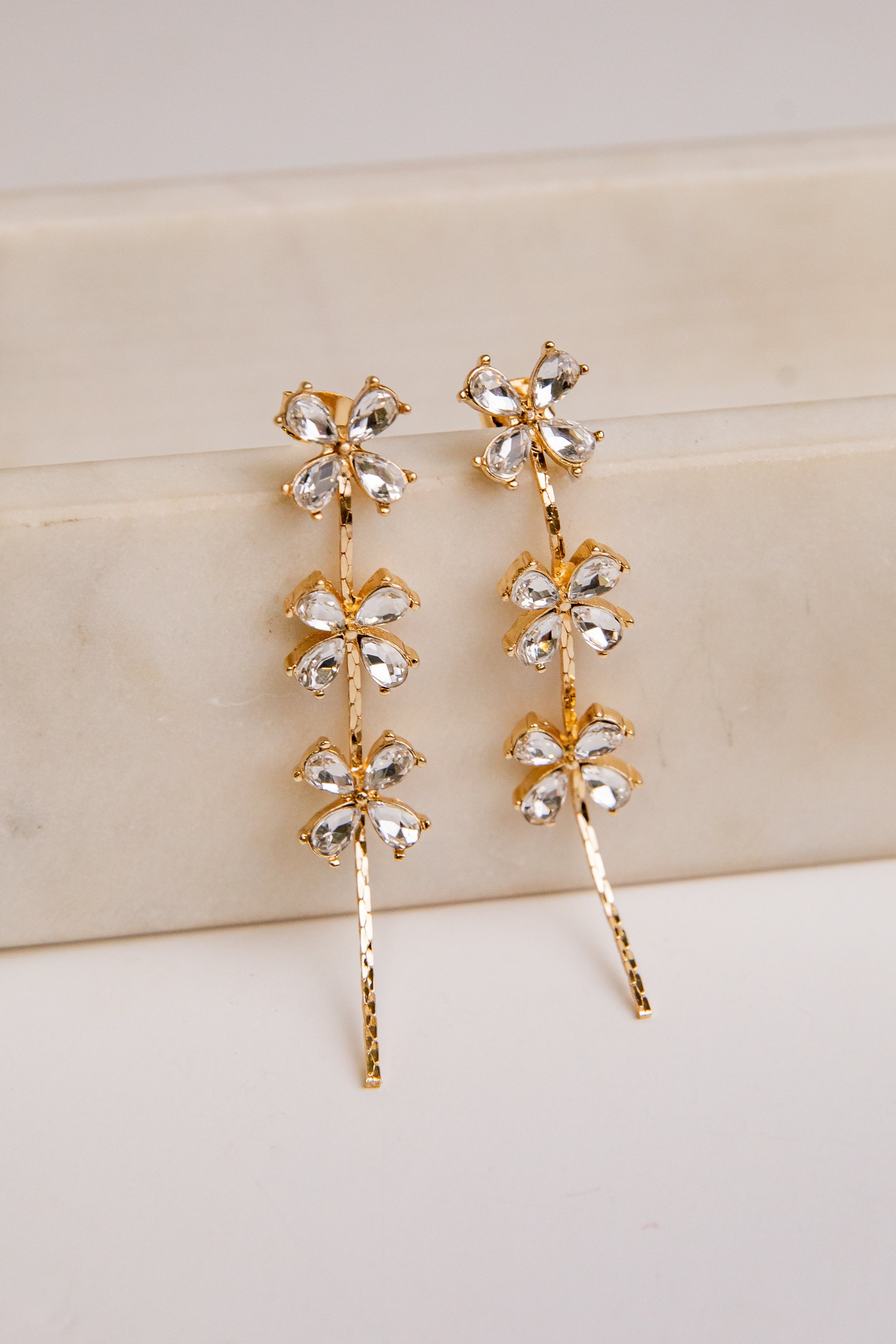 Blakely Bloom Gold Crystal Drop Earrings