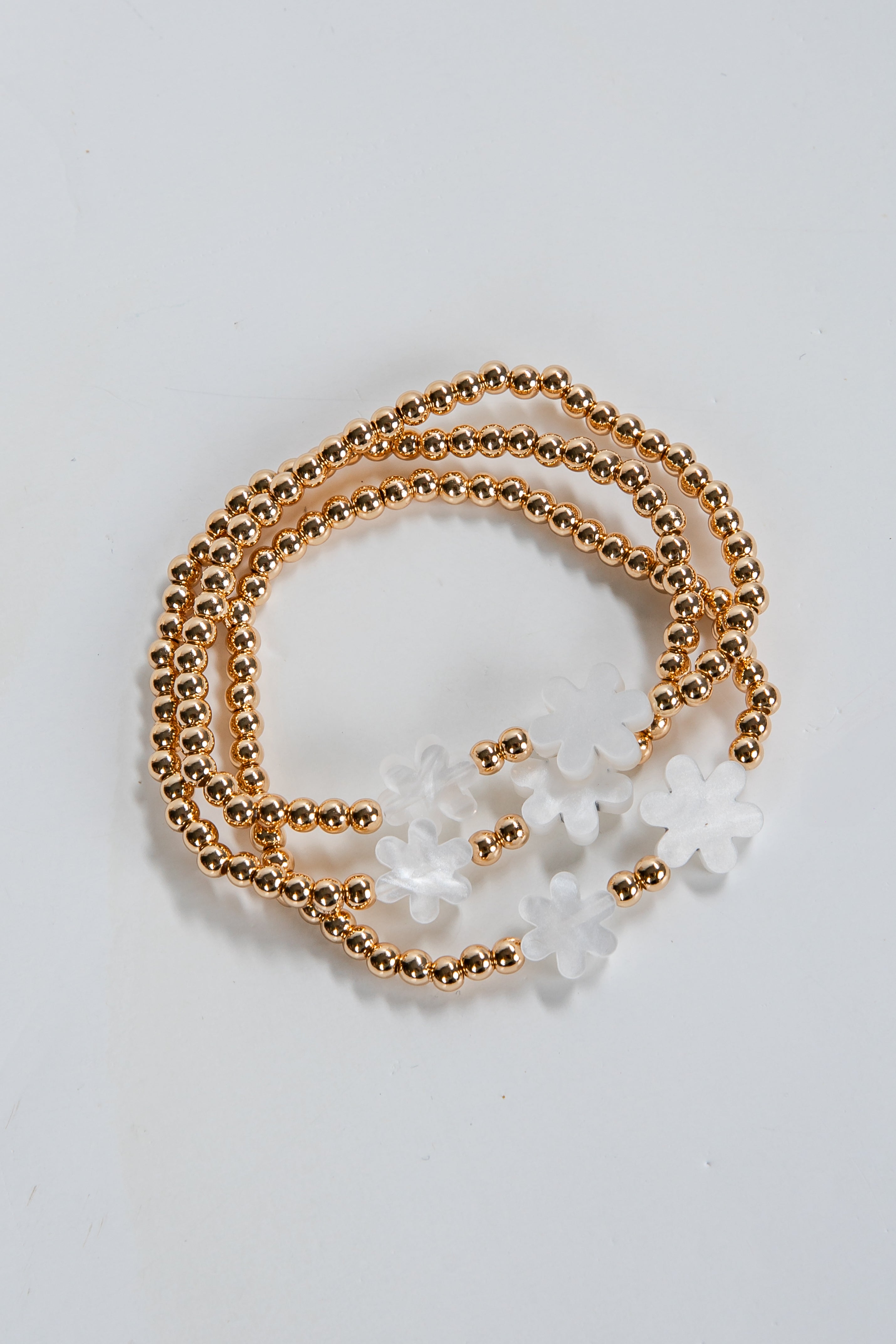 Harlow Gold Flower Beaded Bracelet Set