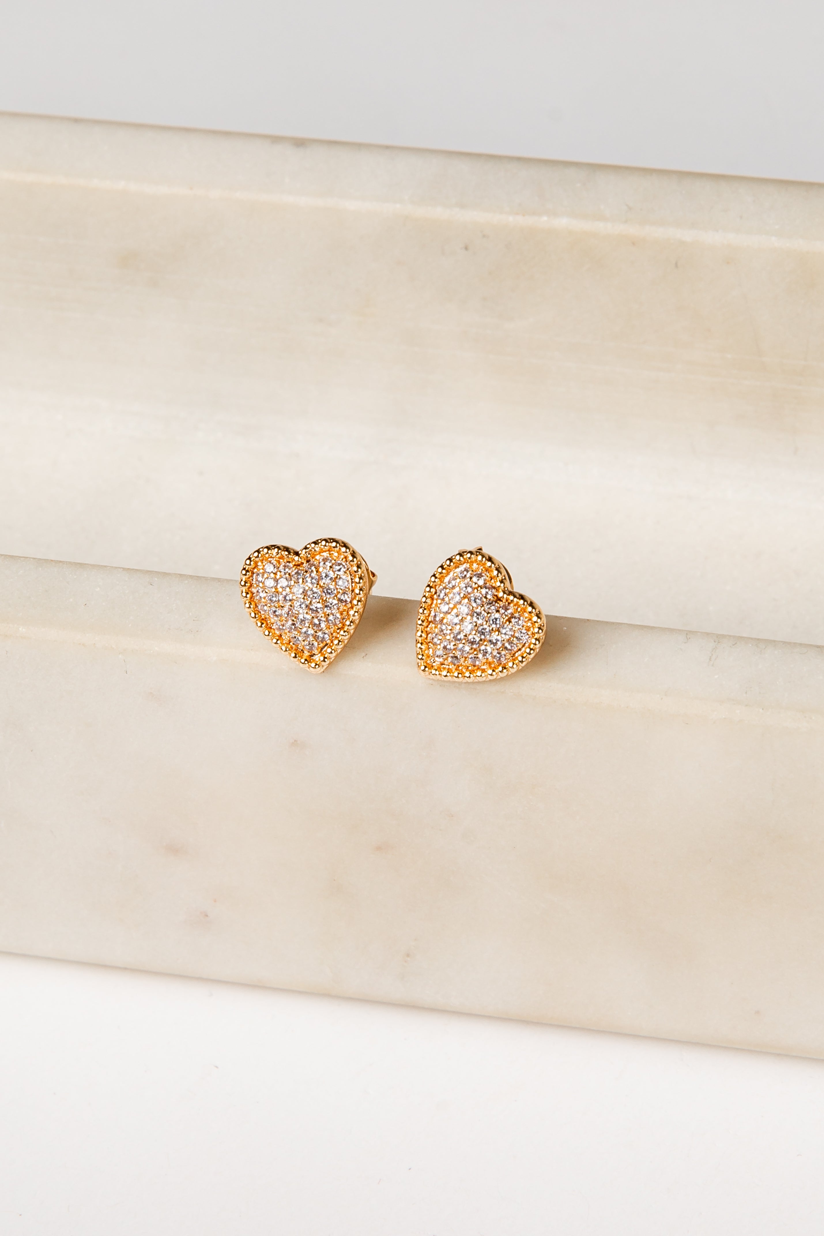 Cecily Gold Heart Stud Earrings