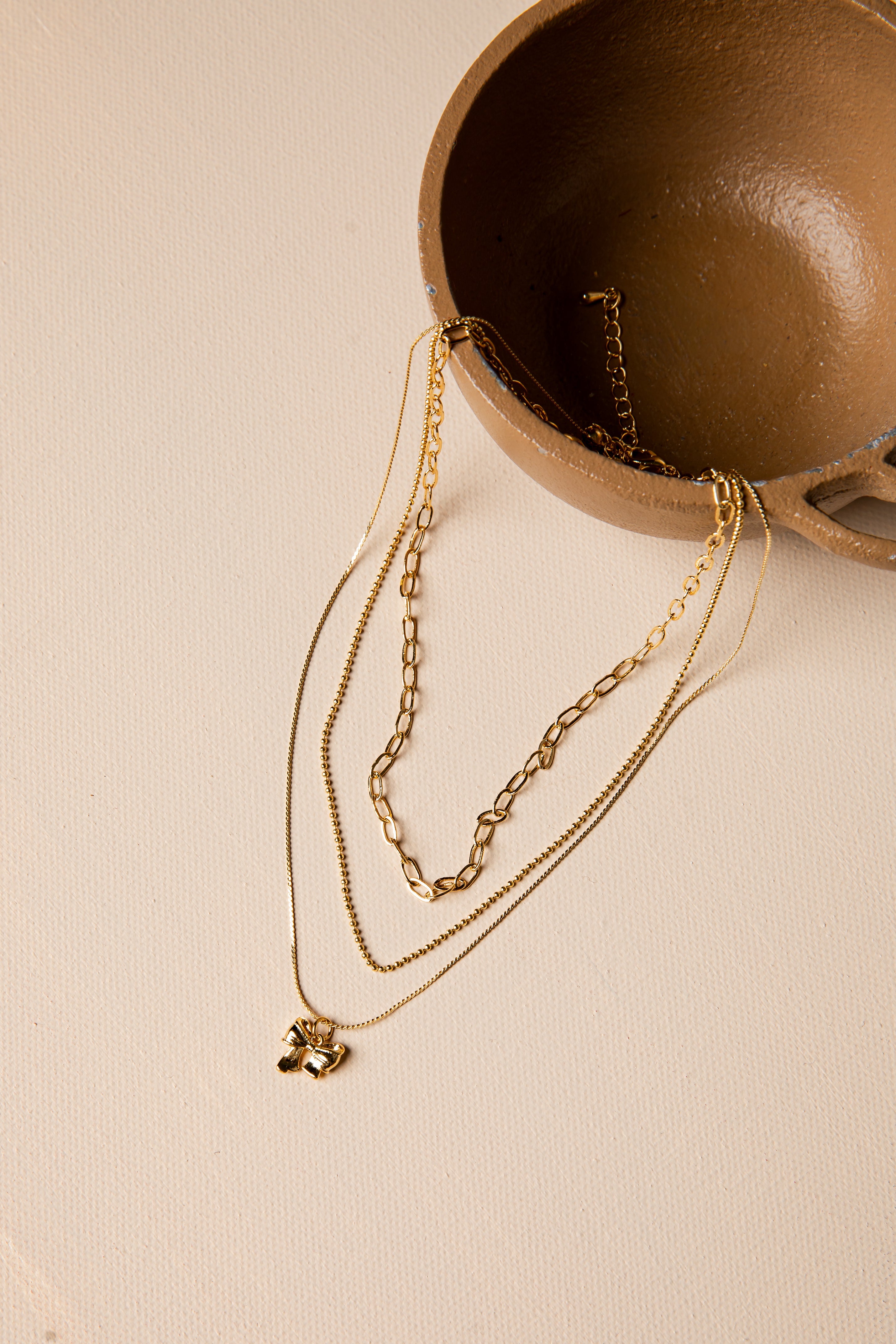 Lilah Golden Bow Layered Necklace