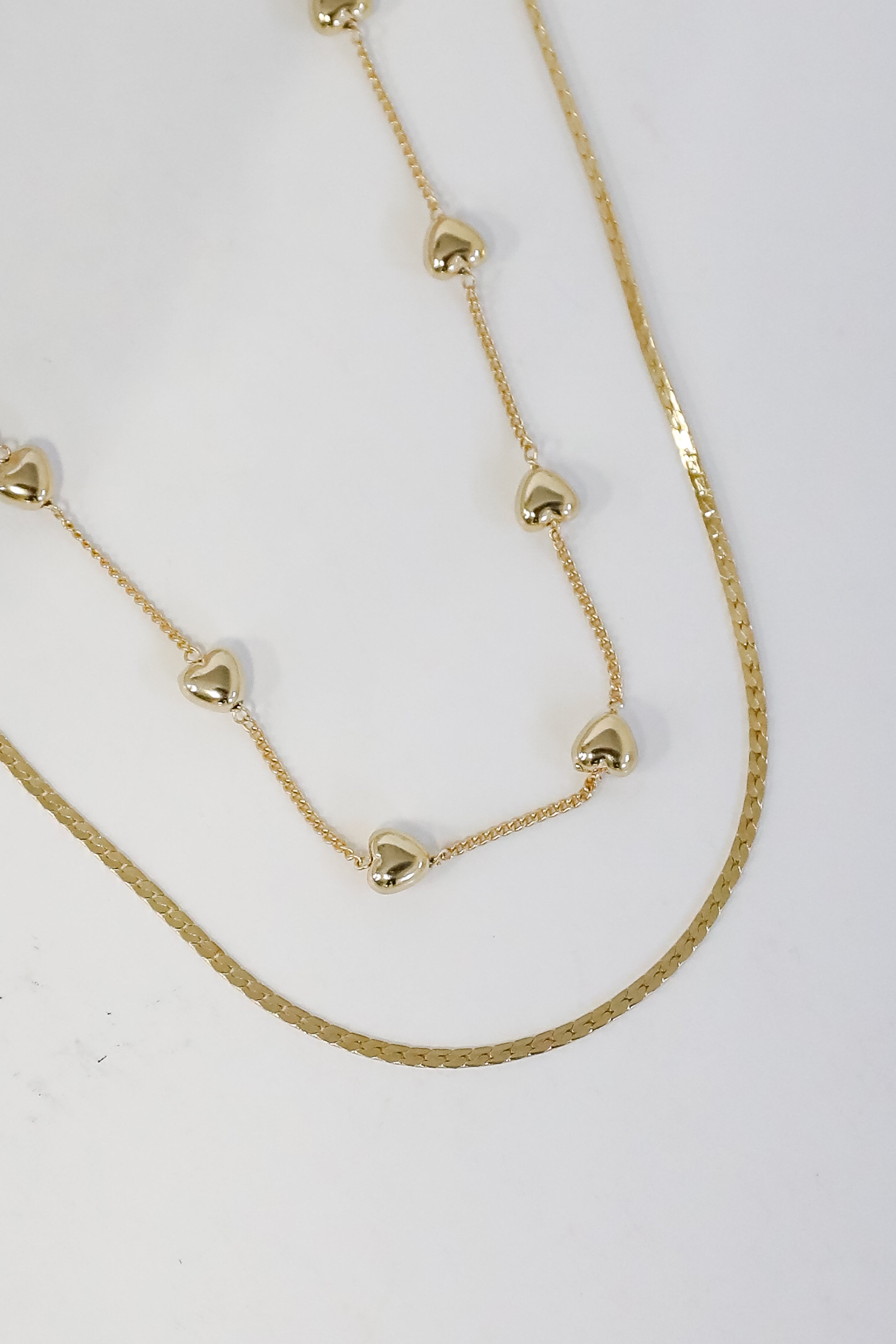 FINAL SALE - Aria Gold Heart Layered Chain Necklace