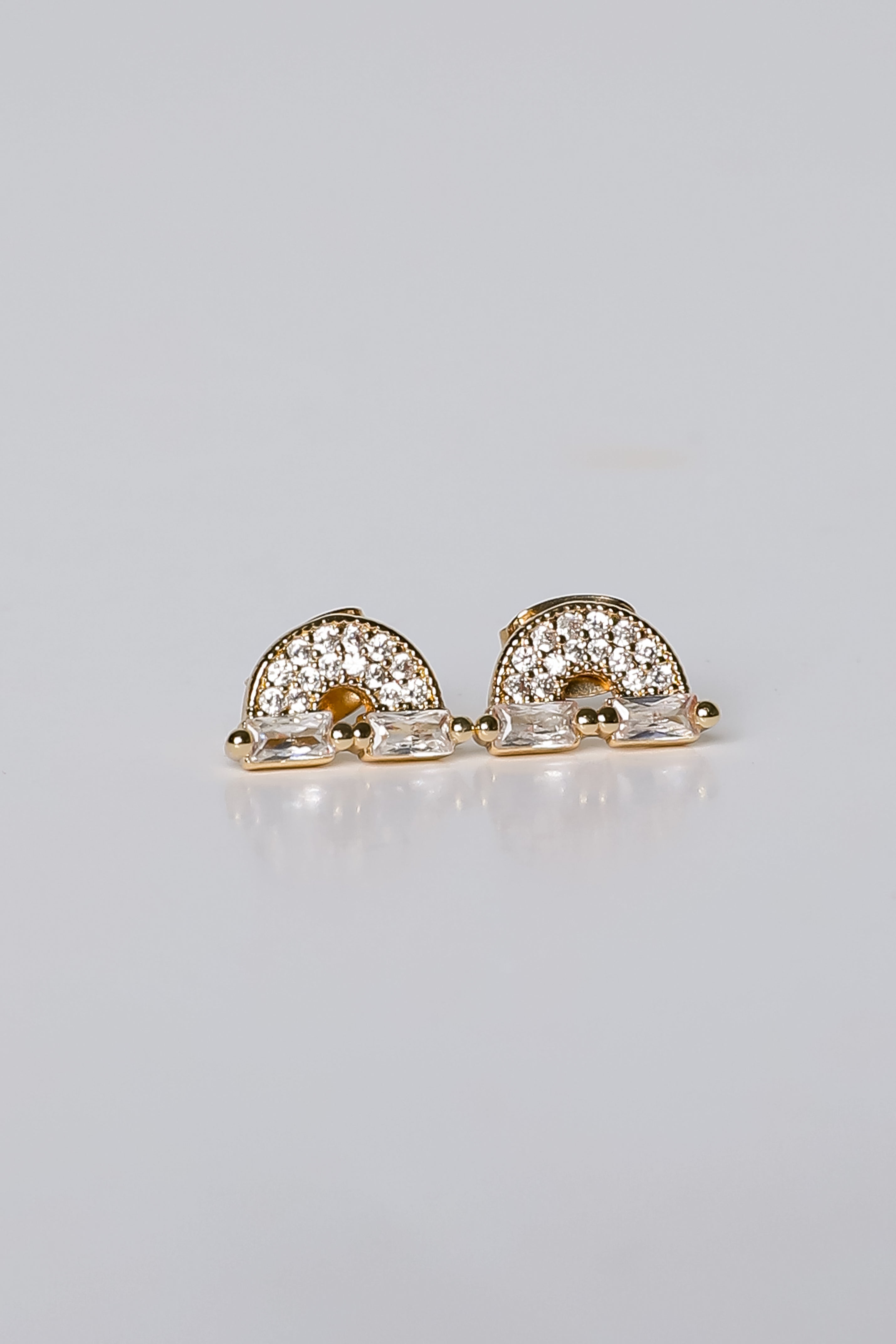 FINAL SALE - Ivy Gold Rhinestone Rainbow Stud Earrings