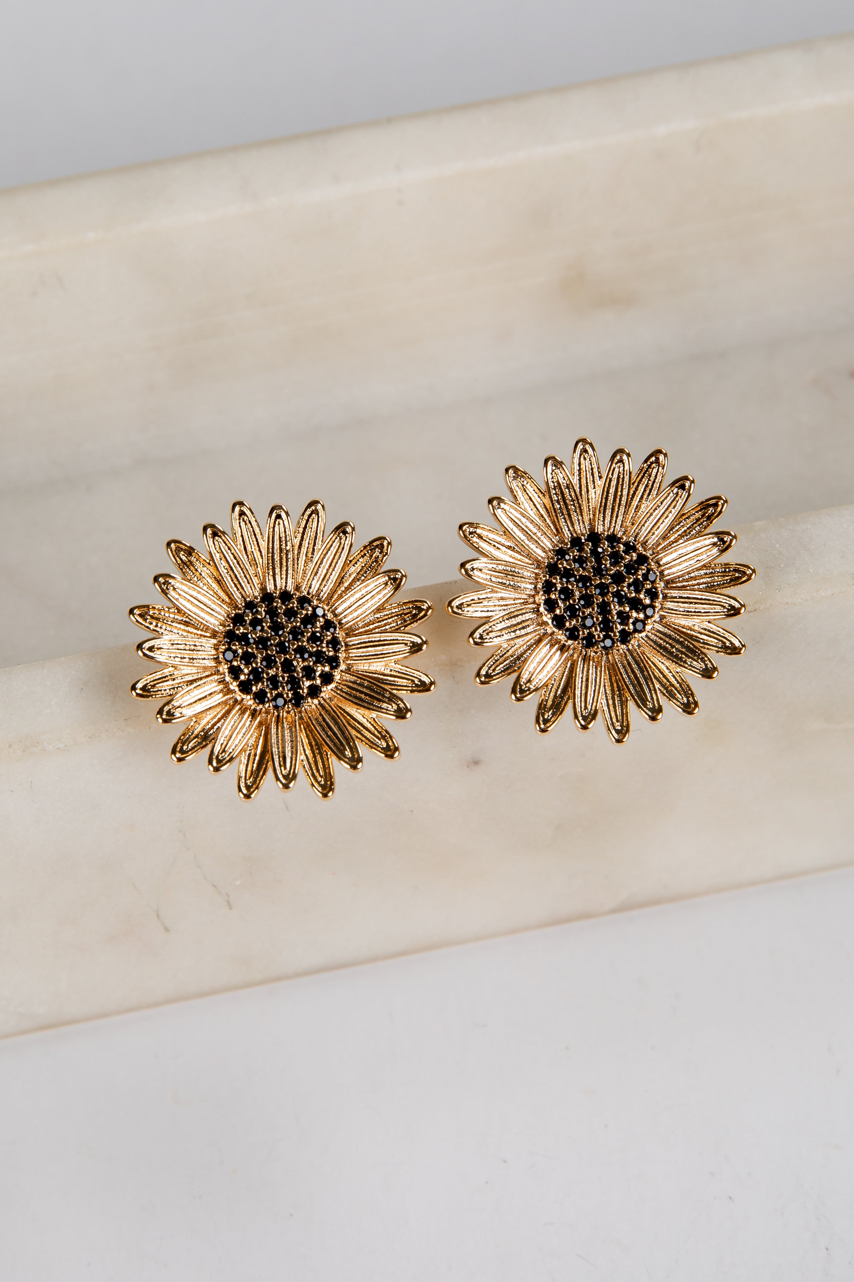 Gabby Gold Sunflower Stud Earrings