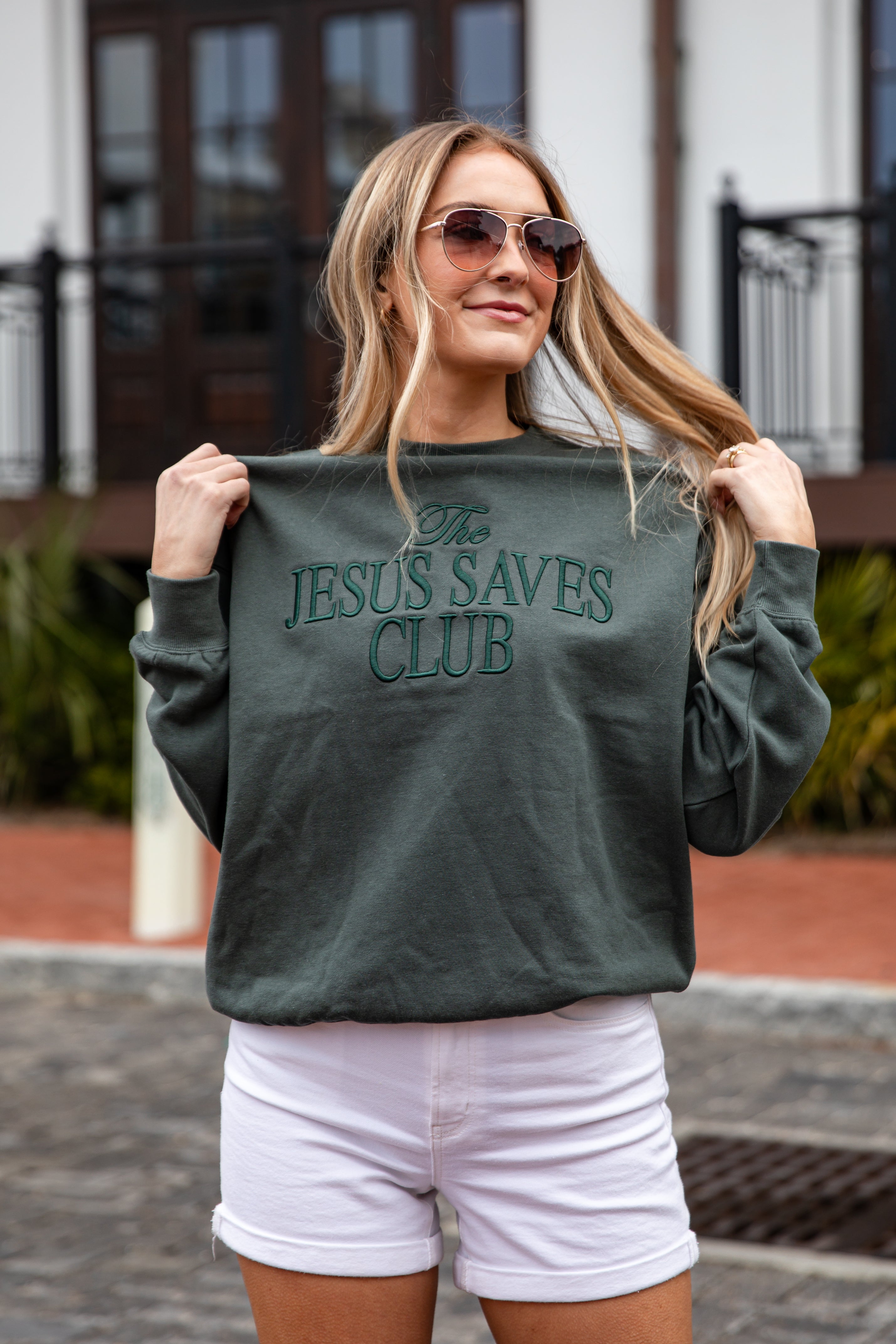 Jesus Saves Club Graphic Hunter Green Pullover