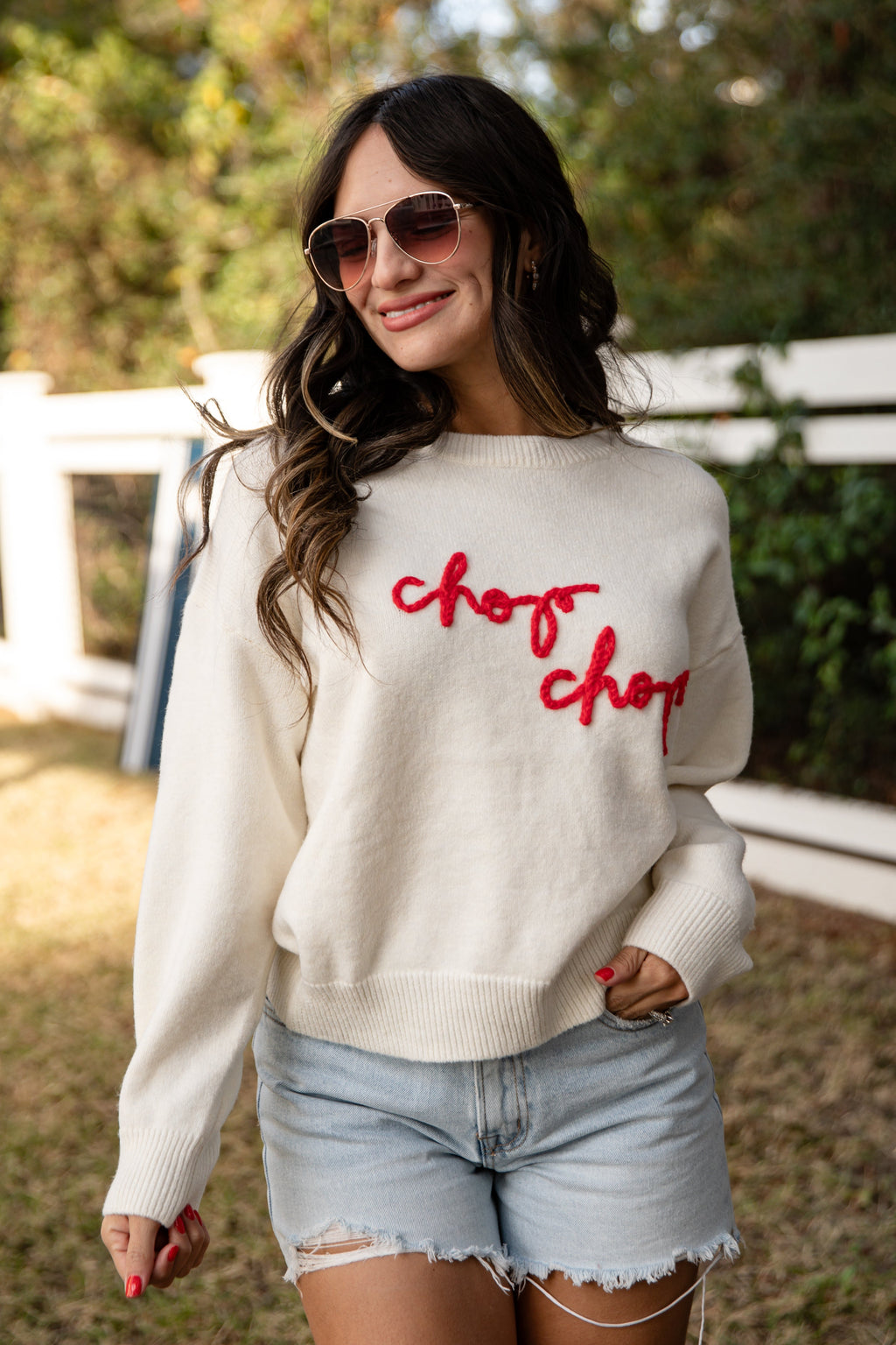 Chop Chop Script Ivory Sweater