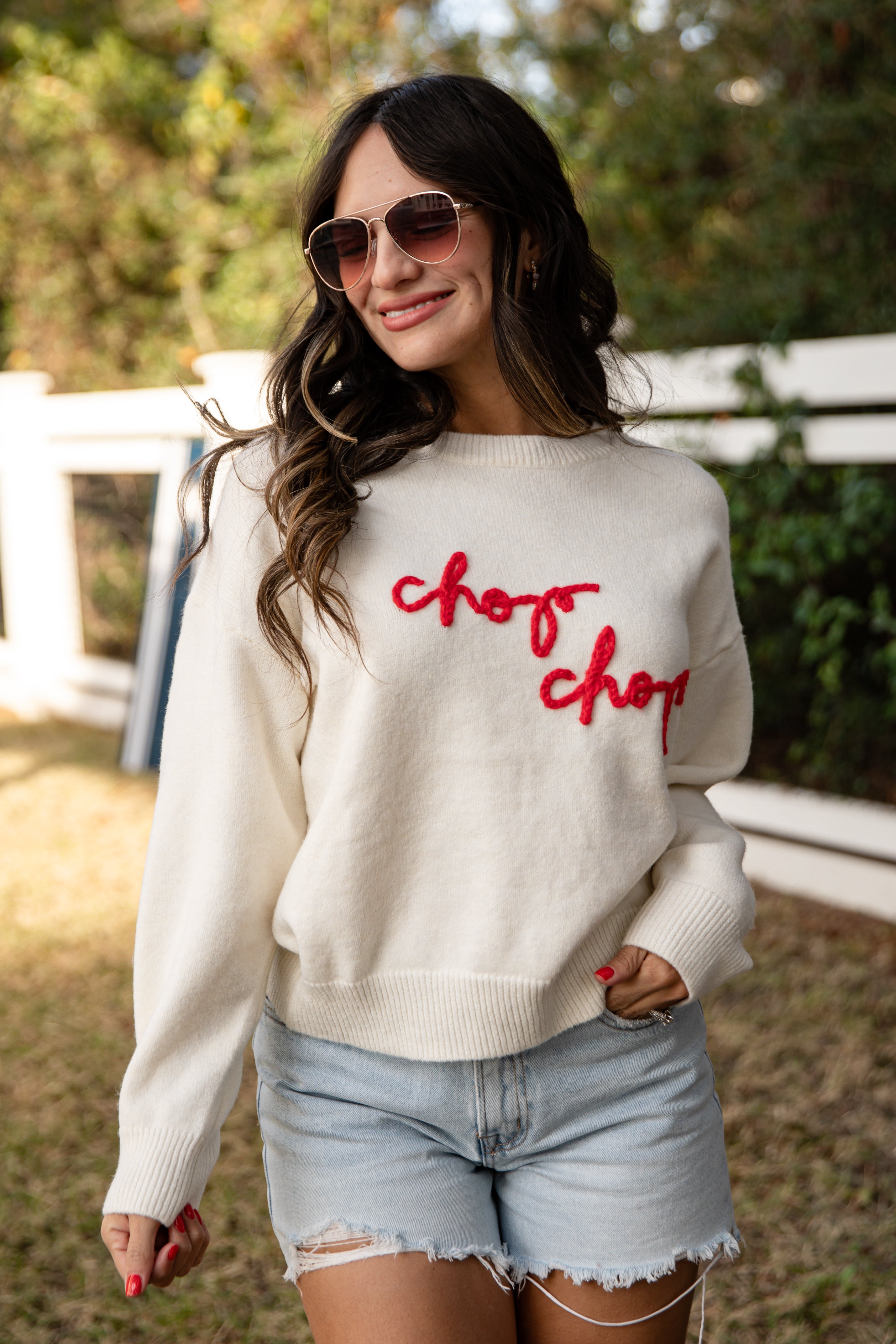 Chop Chop Script Ivory Sweater