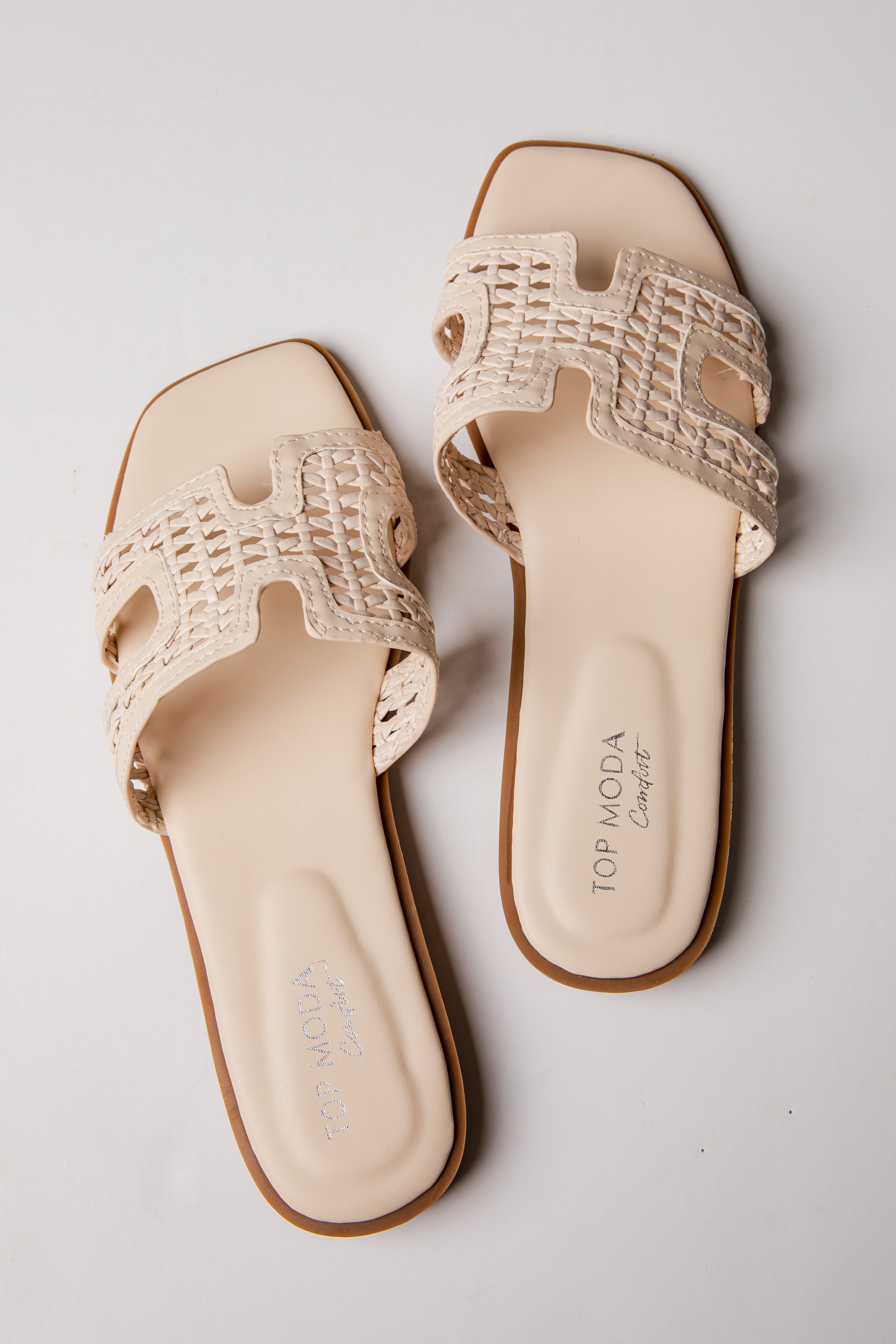 Coastal Ease Ivory Comfort Slide Sandals