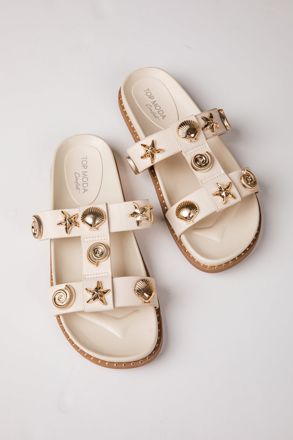 Sailor Shell Double Strap Ivory Sandal